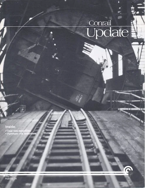 Conrail Update - No. 24 - Conrail and Hammermill mark 10th anniversary of unit train, furniture rate cuts, L. Stanley Crane new ad, trimming system is vital, and more.