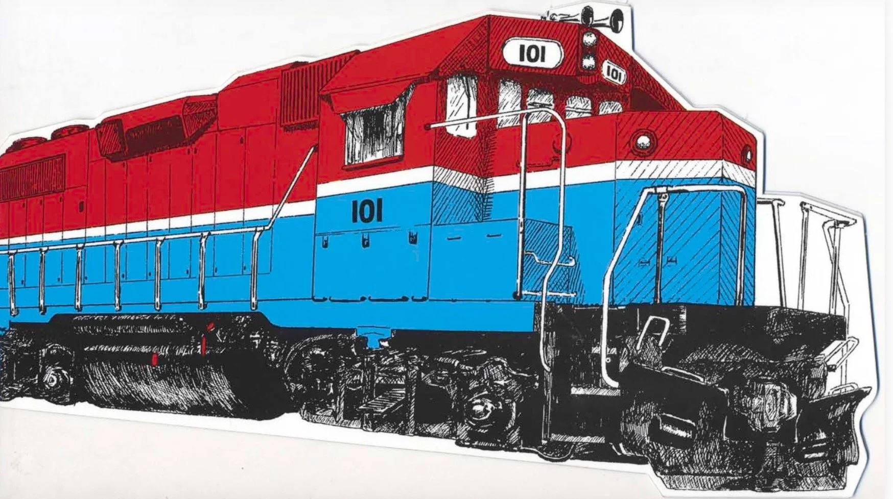 A brochure about Conrail Locomotive Remanufacturing, featuring more great photos and outlining the skills of the employees, is die-cut. 
