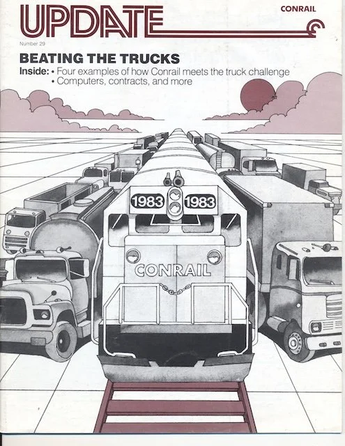 Conrail Update - No. 29 - Conrail vs trucks, Conrail's Jersey City transmodal terminal, iron and steel shippers save 20%, Conrail computers, and more.