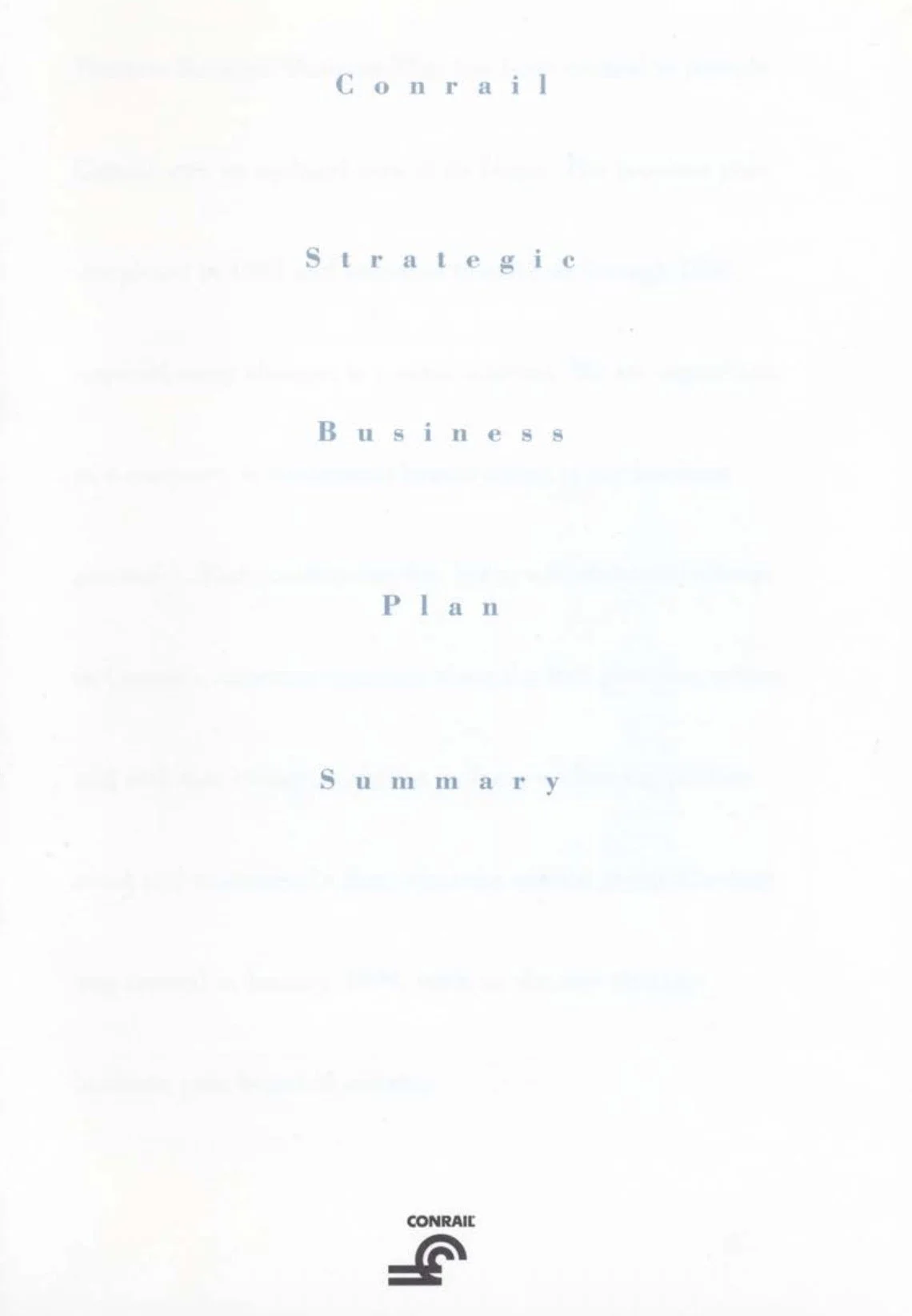 Conrail's Strategic Business Plan Summary for 1992-1996.