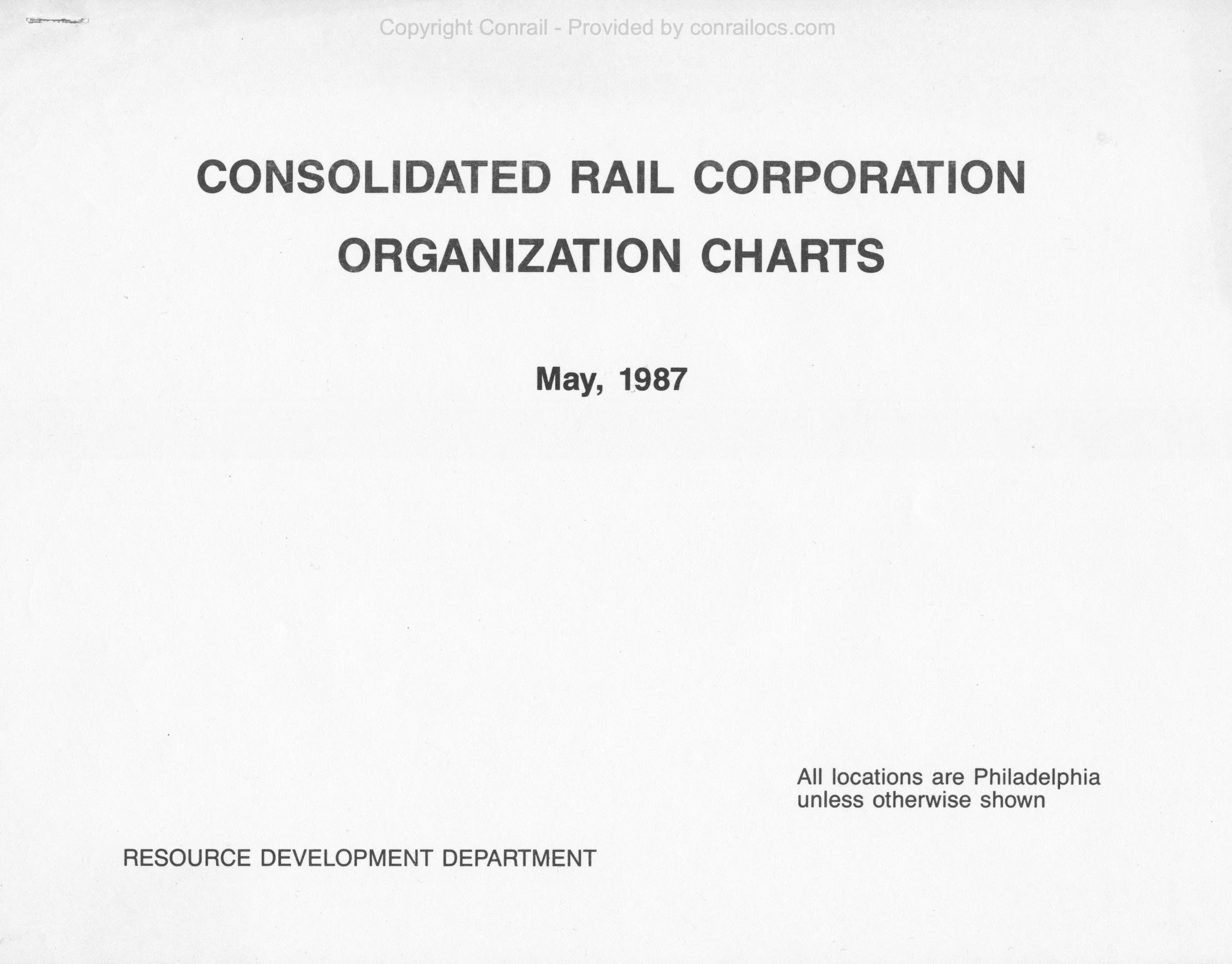 1987 Conrail corporate organization chart for employees in Philadelphia. 