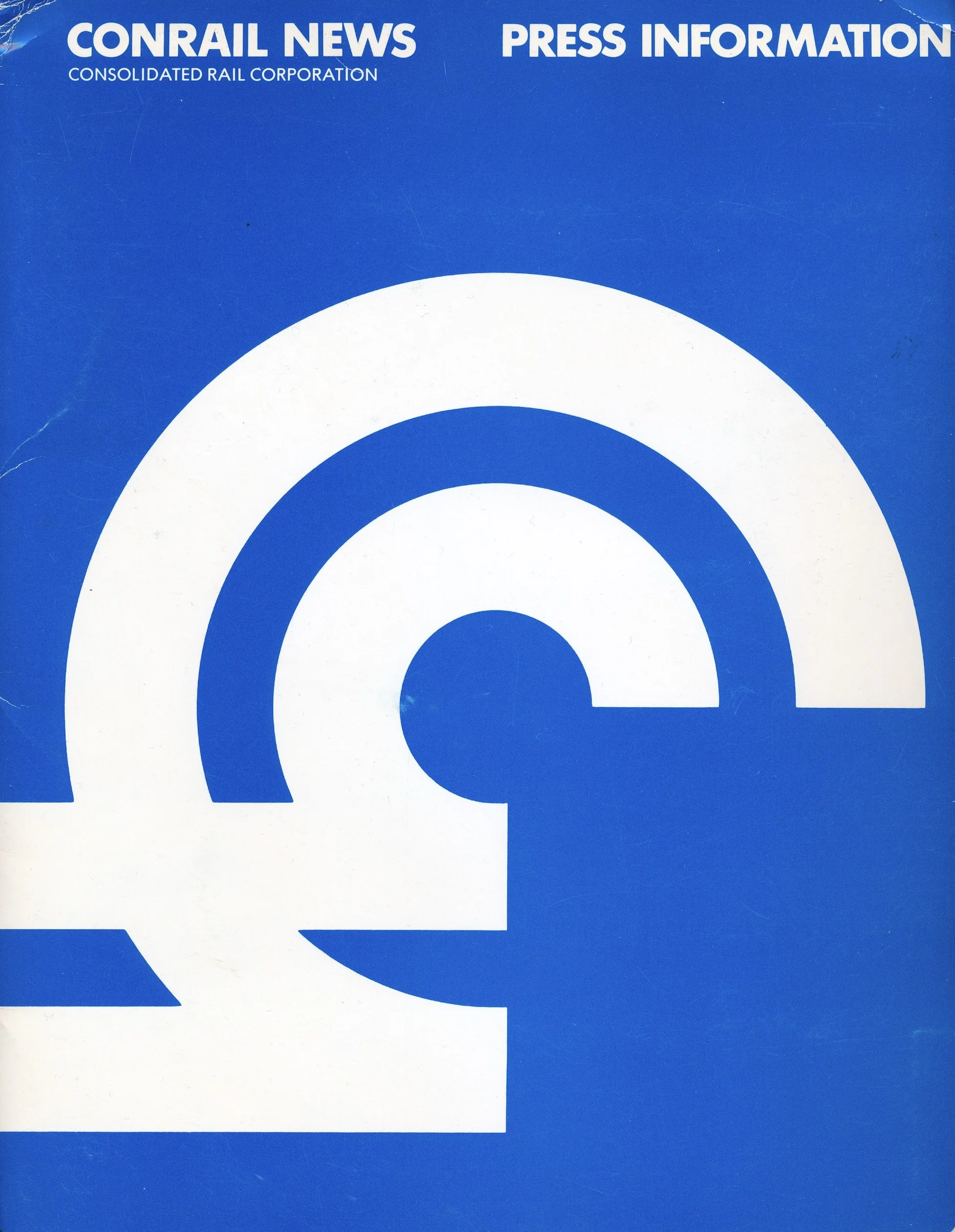 By 1977, the now-famous Conrail “Steel Wheels on Rails” logo had become the company’s official emblem. This press packet included a copy of Conrail Magazine, a Corporate Profile, and several large photographs.