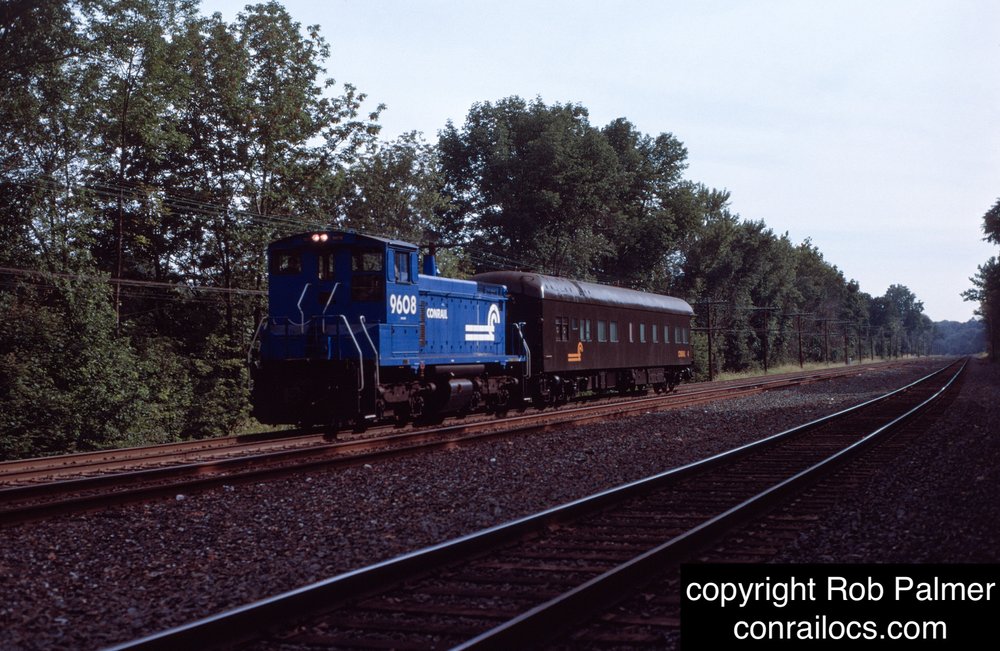SW1500 9608 is ferrying Conrail 4 at Port Kennedy, PA