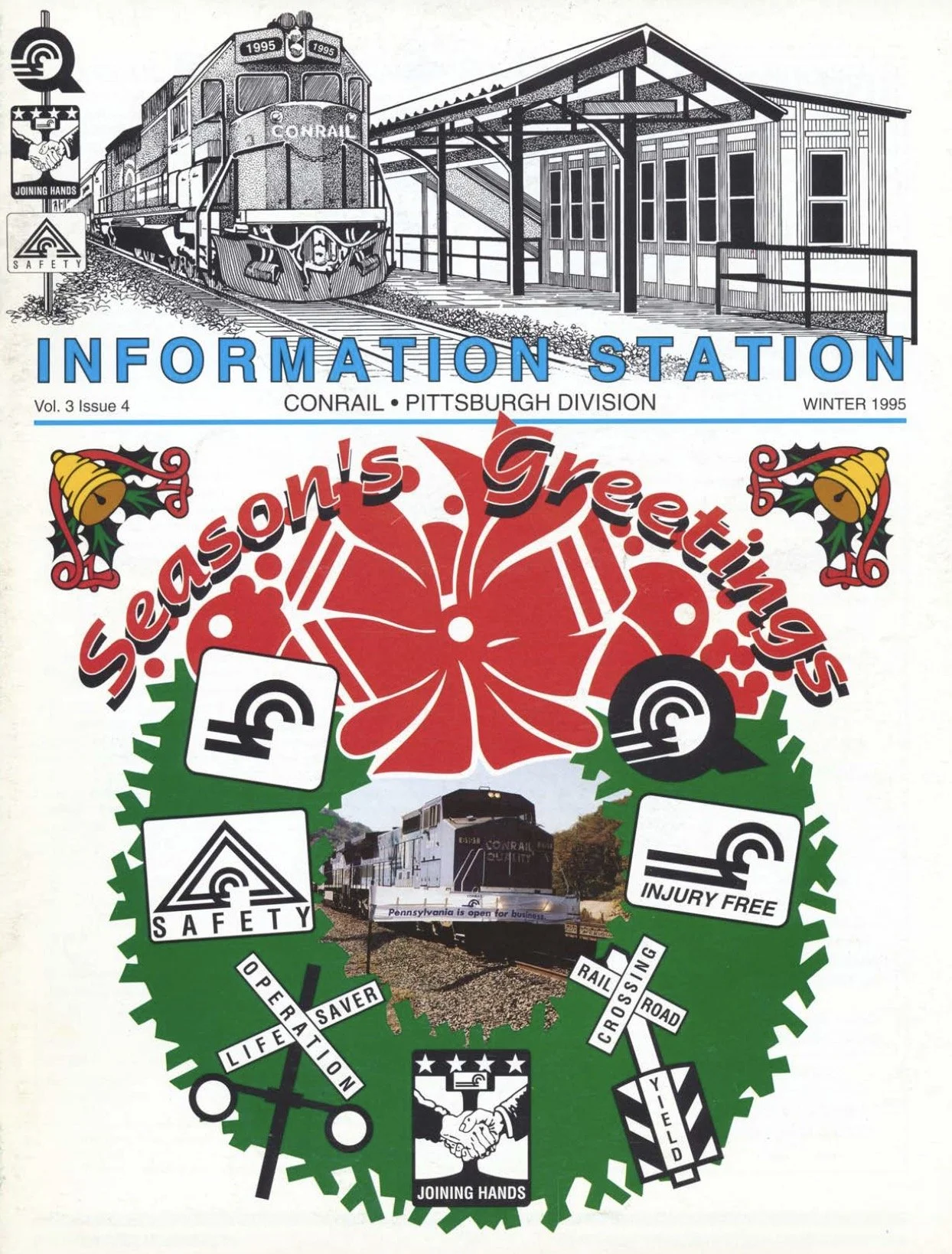 Volume 3 Issue 4, Winter 1995 - Double stack service, new MOW Fairmont Tamper new Track Construction machine, Pitcairn intermodal facility, new Conway hump operations manual, and more. 