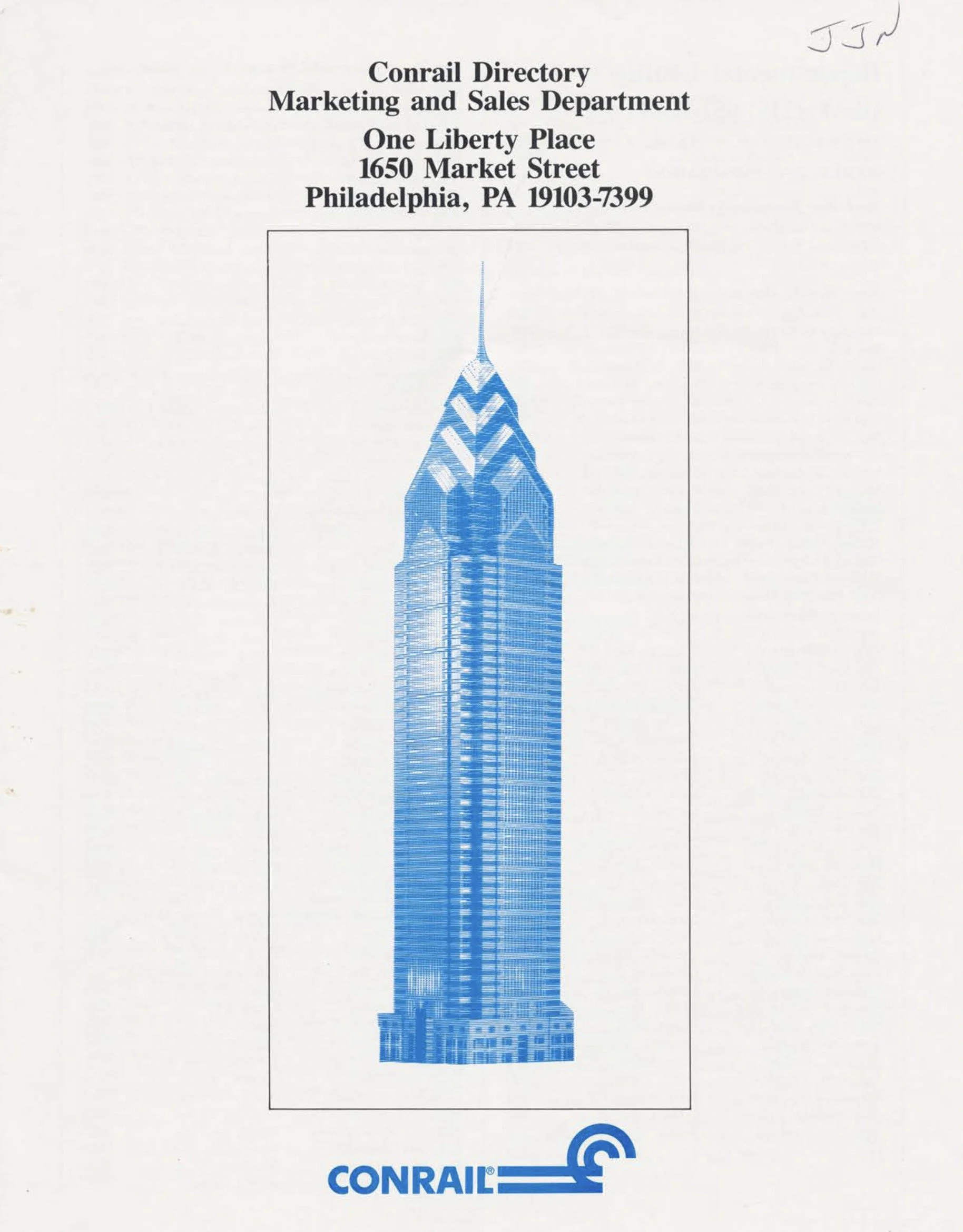 Conrail’s Marketing and Sales Department was situated in Philadelphia’s newly constructed One Liberty Place. This employee listing undoubtedly evokes fond memories for many. 