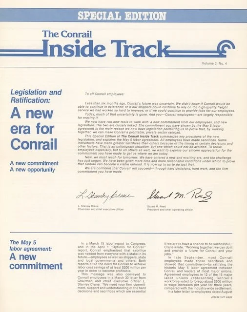 Conrail Inside Track Volume 3, No. 4, 1981 - Special Edition, A new era for Conrail. 