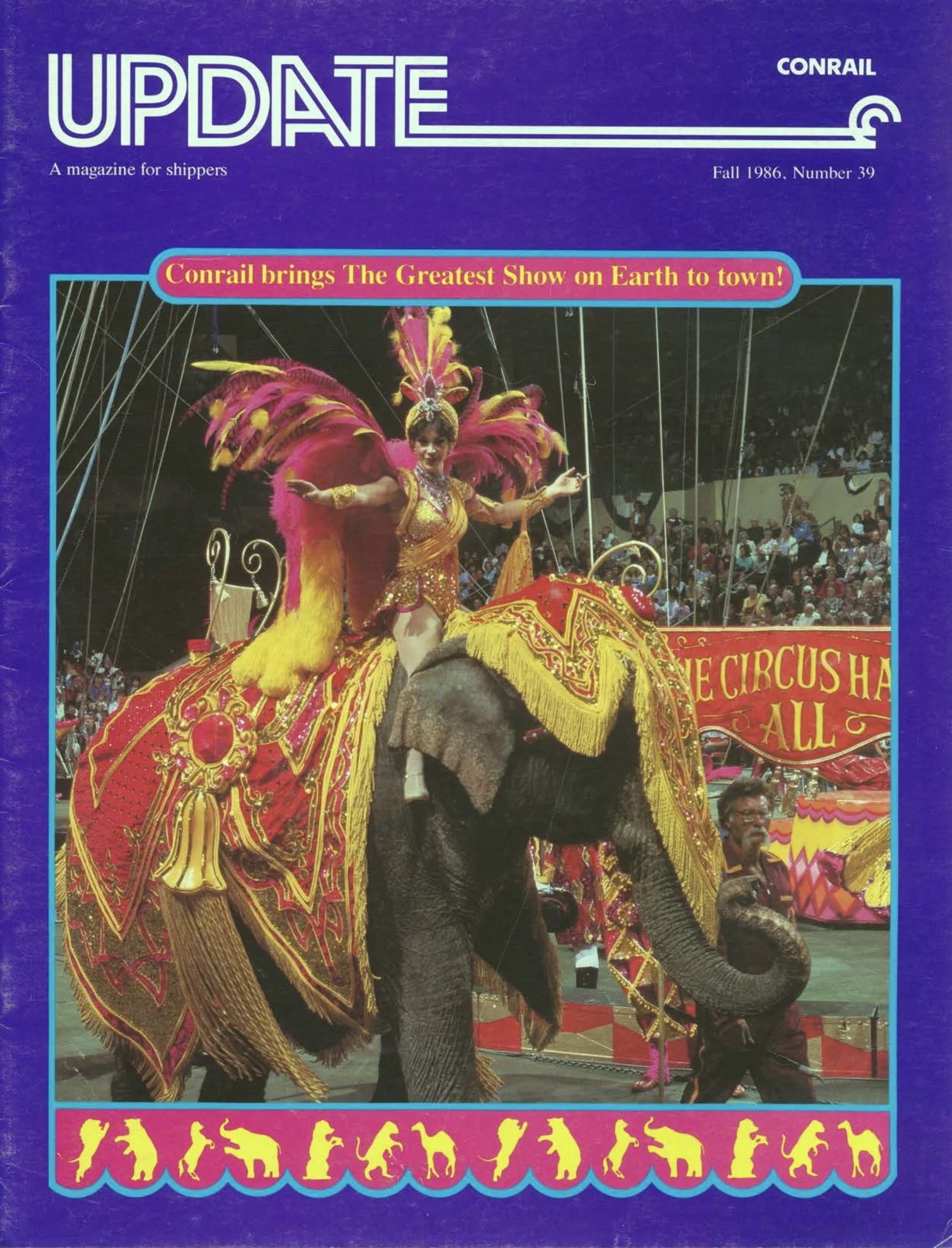 Number 39, Fall 1986 - Conrail moves the circus train, Conrail Police canine unit, and more.