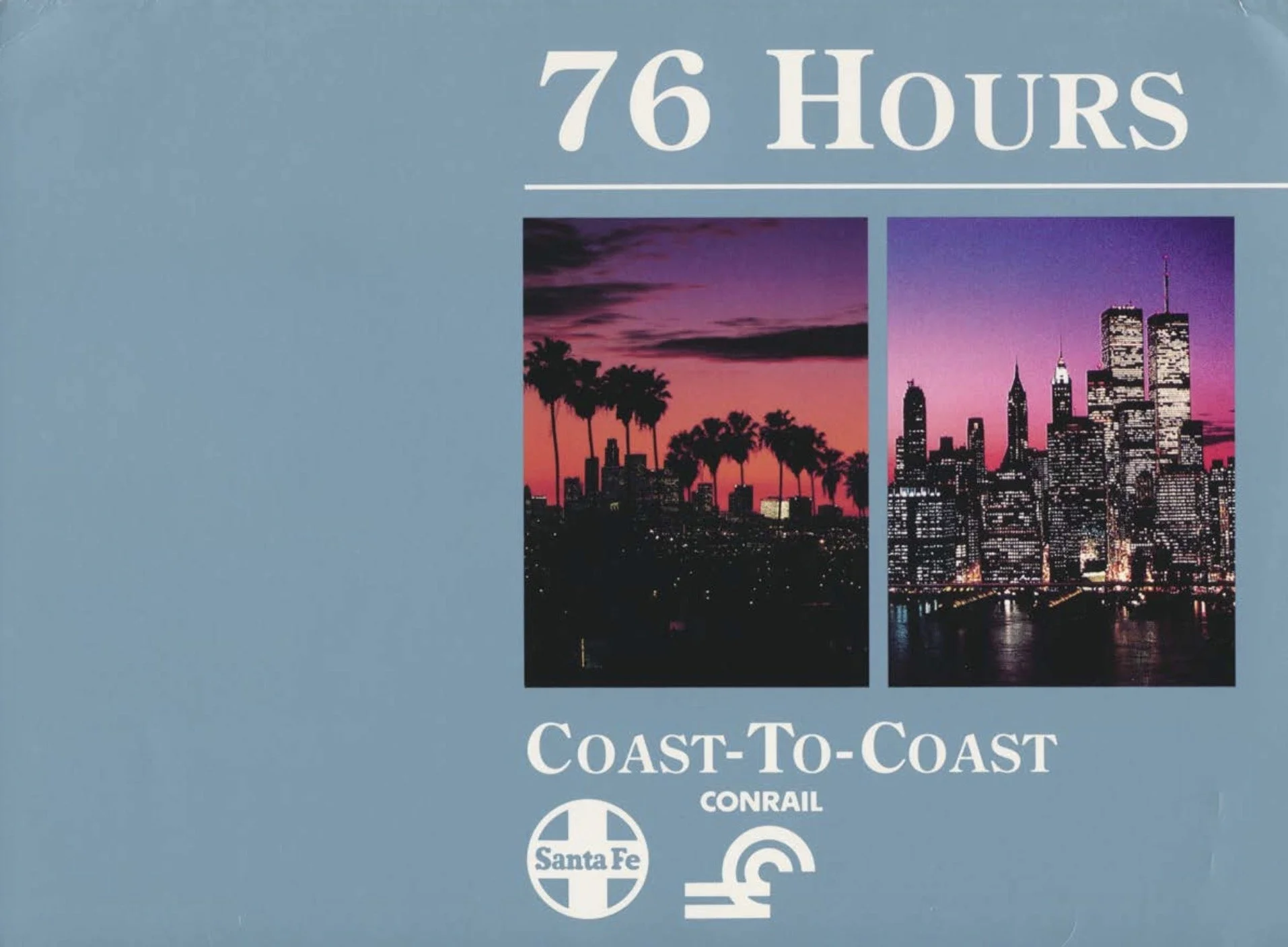 Conrail and Santa Fe Joint premium intermodal service brochure promotes the fastest coast-to-coast service.