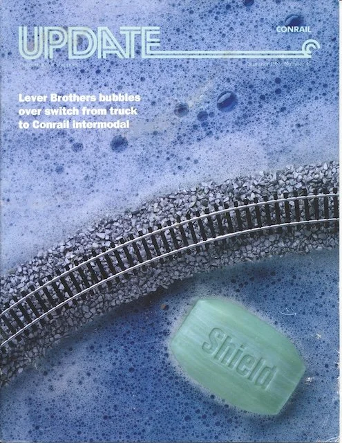 Conrail Update - No. 47, Summer 1989 - James A. Hagen takes over as CEO. Intermodal helps Lever. High clearances for key routes. Jaguar travels in style ad. Inaugural SteelTrain service, and more.