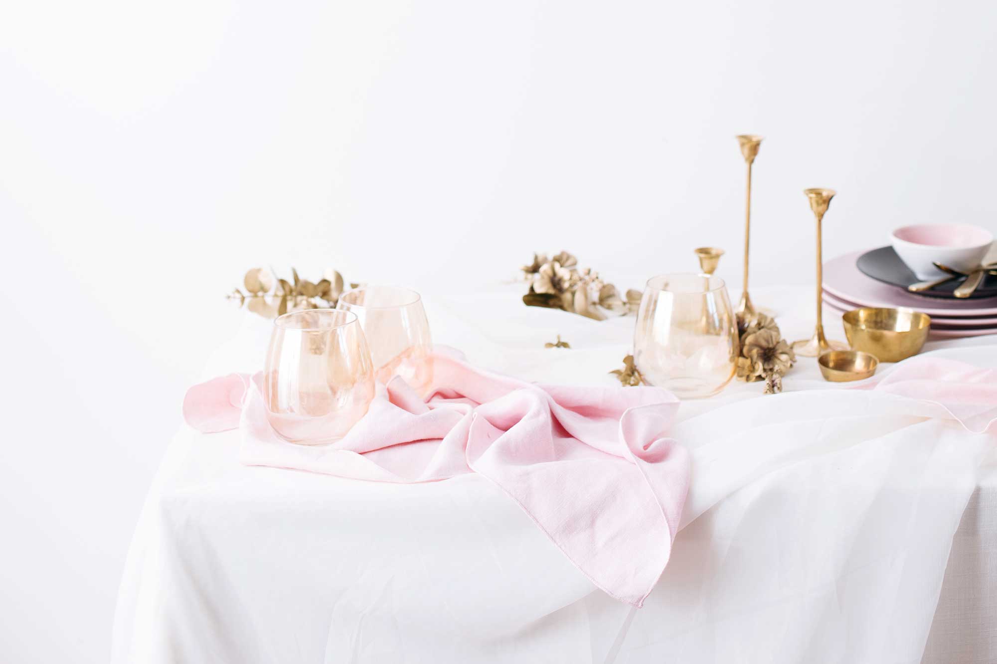 Styling a Tablescape with Pink and Gold Details
