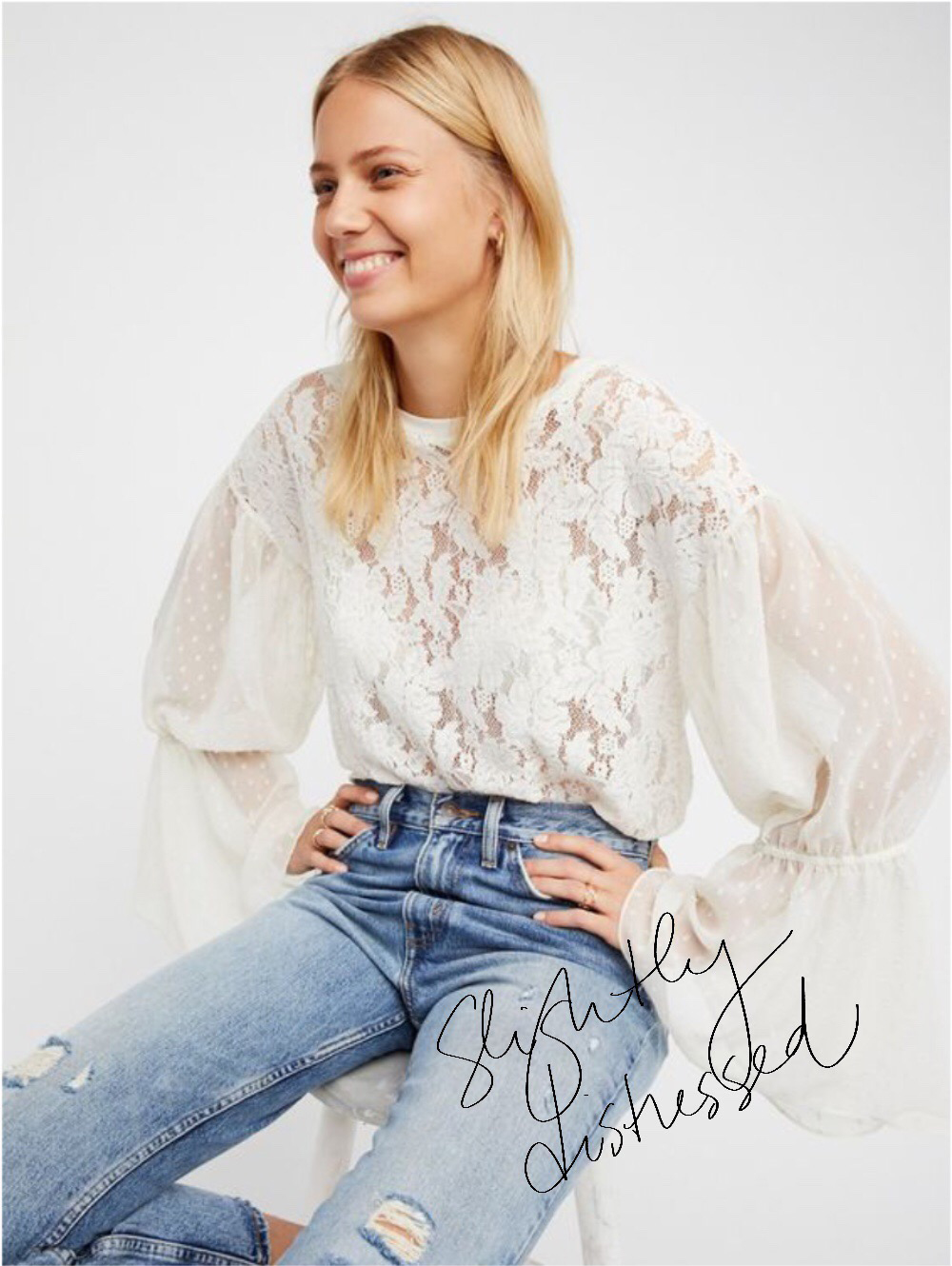 Lately Inspired By // High Waisted Denim and Feminine Blouses