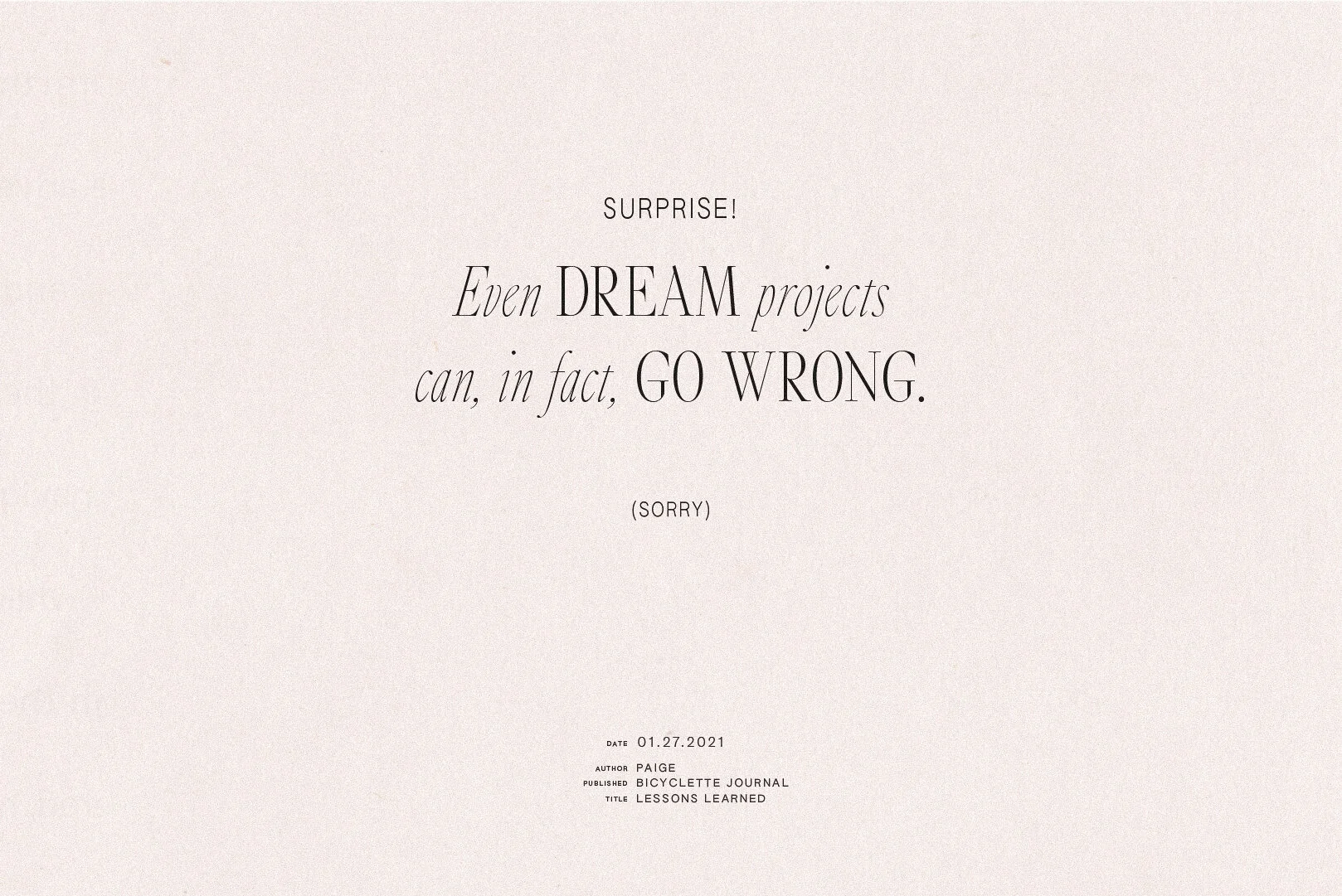 Lessons Learned in 2020