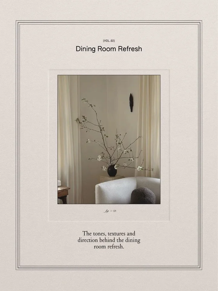 Remember the dining room teaser? Or my continuous references to new shelves for the dining room? Well, the shelves are almost up and the first blog post is live &mdash; all the inspiration behind the refresh. 
Warmth, texture, dark wood, collected st