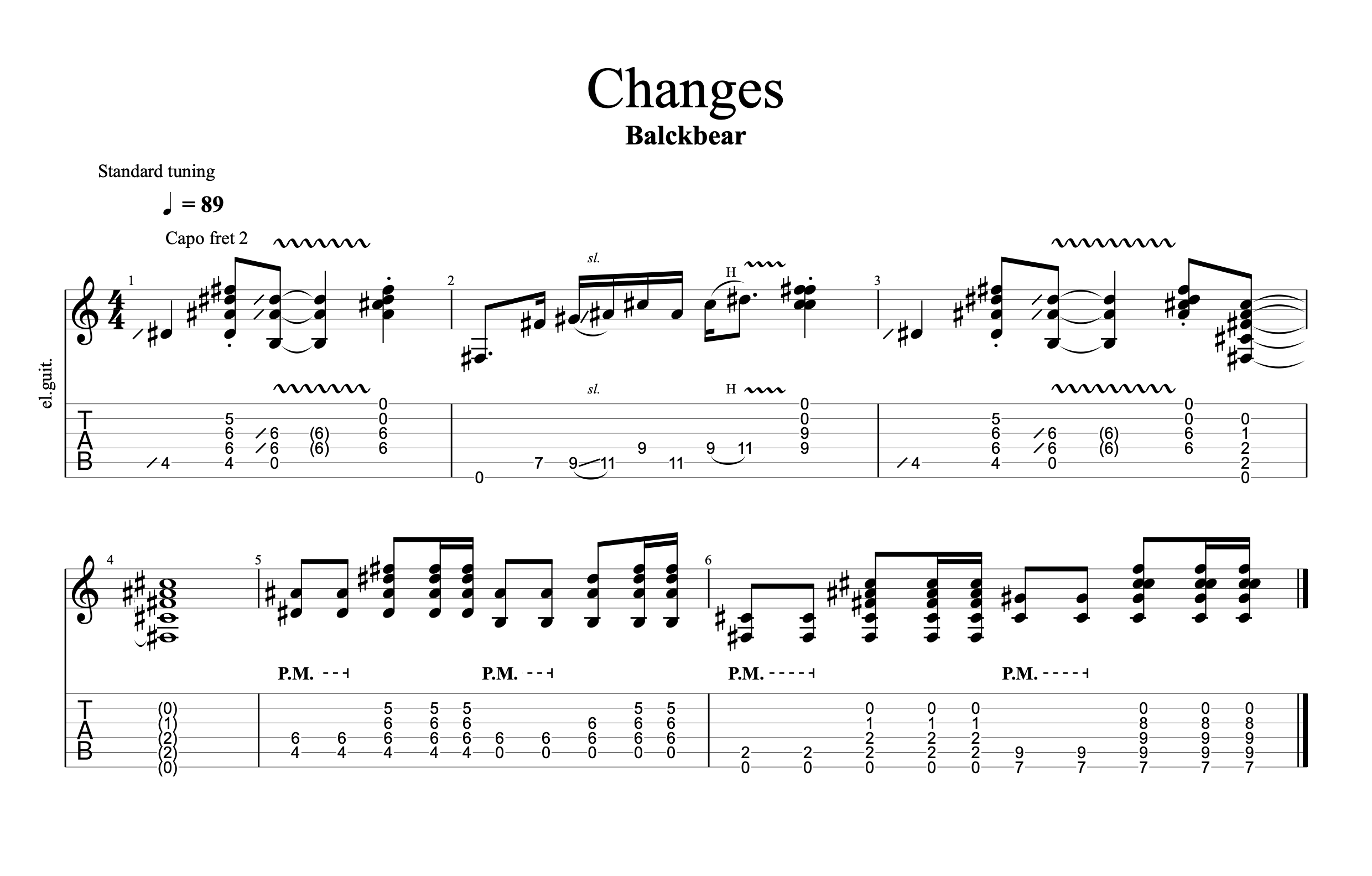 blackbear Changes - Guitar Tablature — Tablature Dude - Guitar  Transcriptions