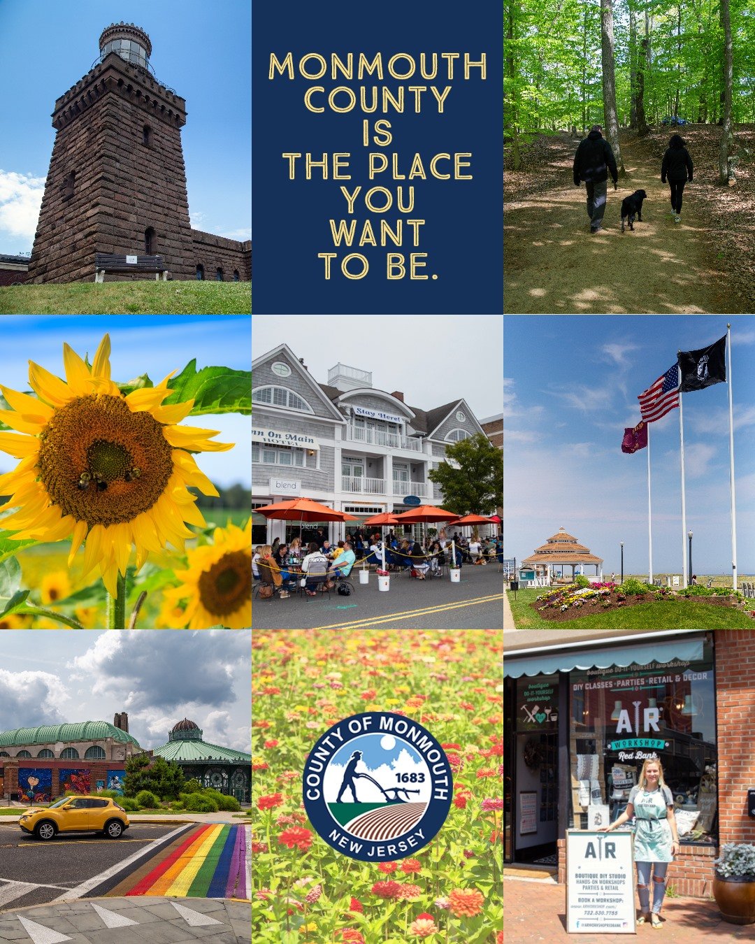 A Collage depicting various aspects of Monmouth County for National New Jersey Day.