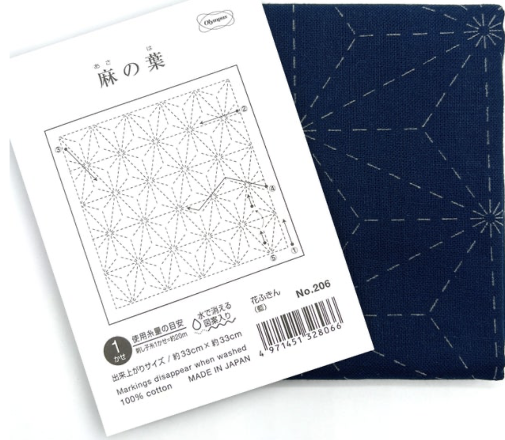 Asanoha (Hemp Leaves) Sampler on Indigo Fabric