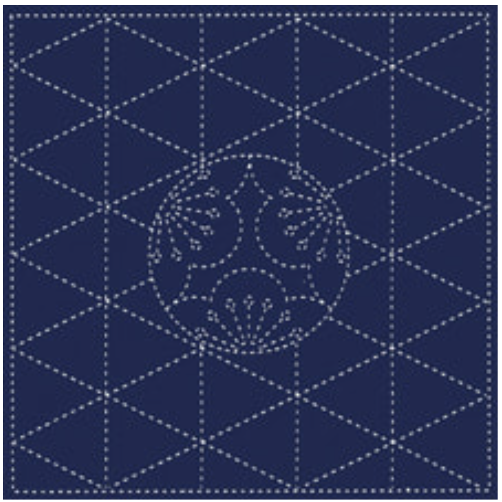 Daruma Sashiko Sampler - Plum Blossom on Indigo Fabric