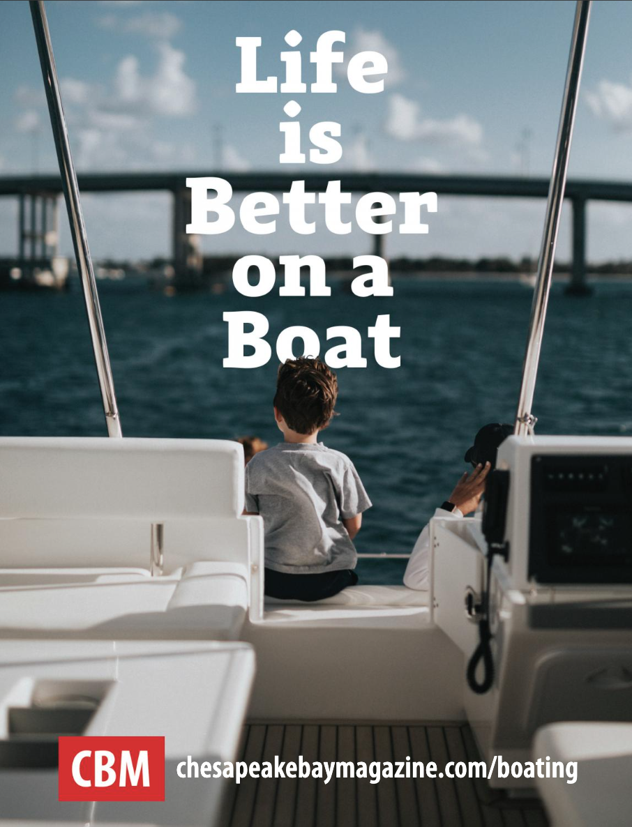 Chesapeake Bay Magazine in-house boat advertising full page ad design by Patrick Loughrey of Half Moon Drive