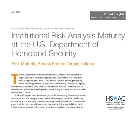 Institutional Risk Analysis Maturity at the U. S. Department of Homeland Security: Risk Maturity Across Federal Organizations