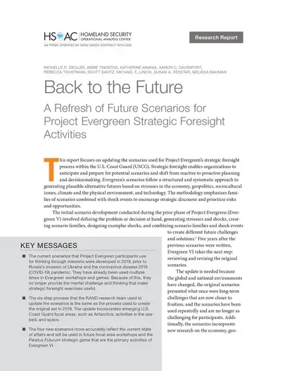Back to the Future: A Refresh of Future Scenarios for Project Evergreen Strategic Foresight Activities