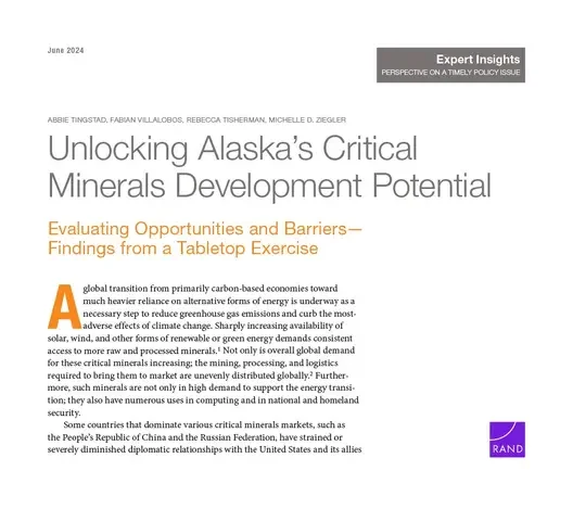 Unlocking Alaska’s Critical Minerals Development Potential: Evaluating Opportunities and Barriers—Findings from a Tabletop Exercise