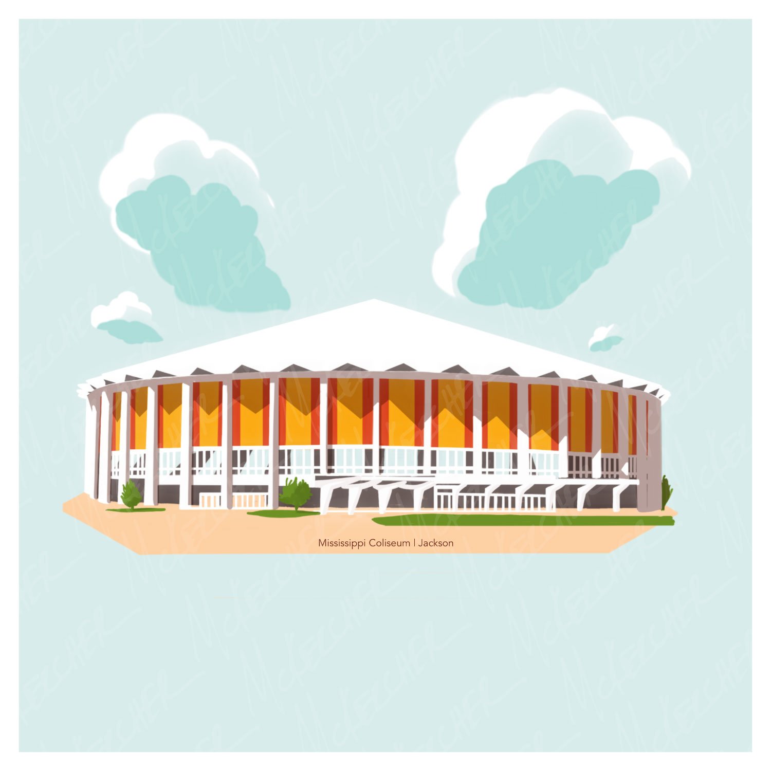 Mississippi Coliseum 12"x12" Print