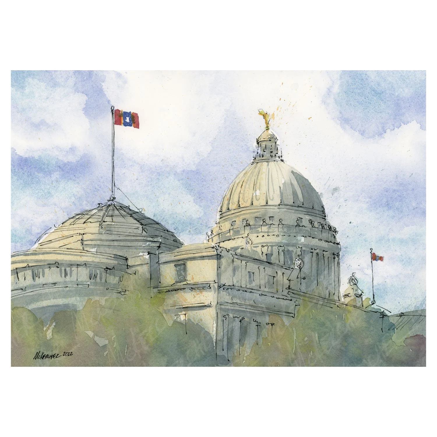 Mississippi State Capitol Building 11"x14" Print