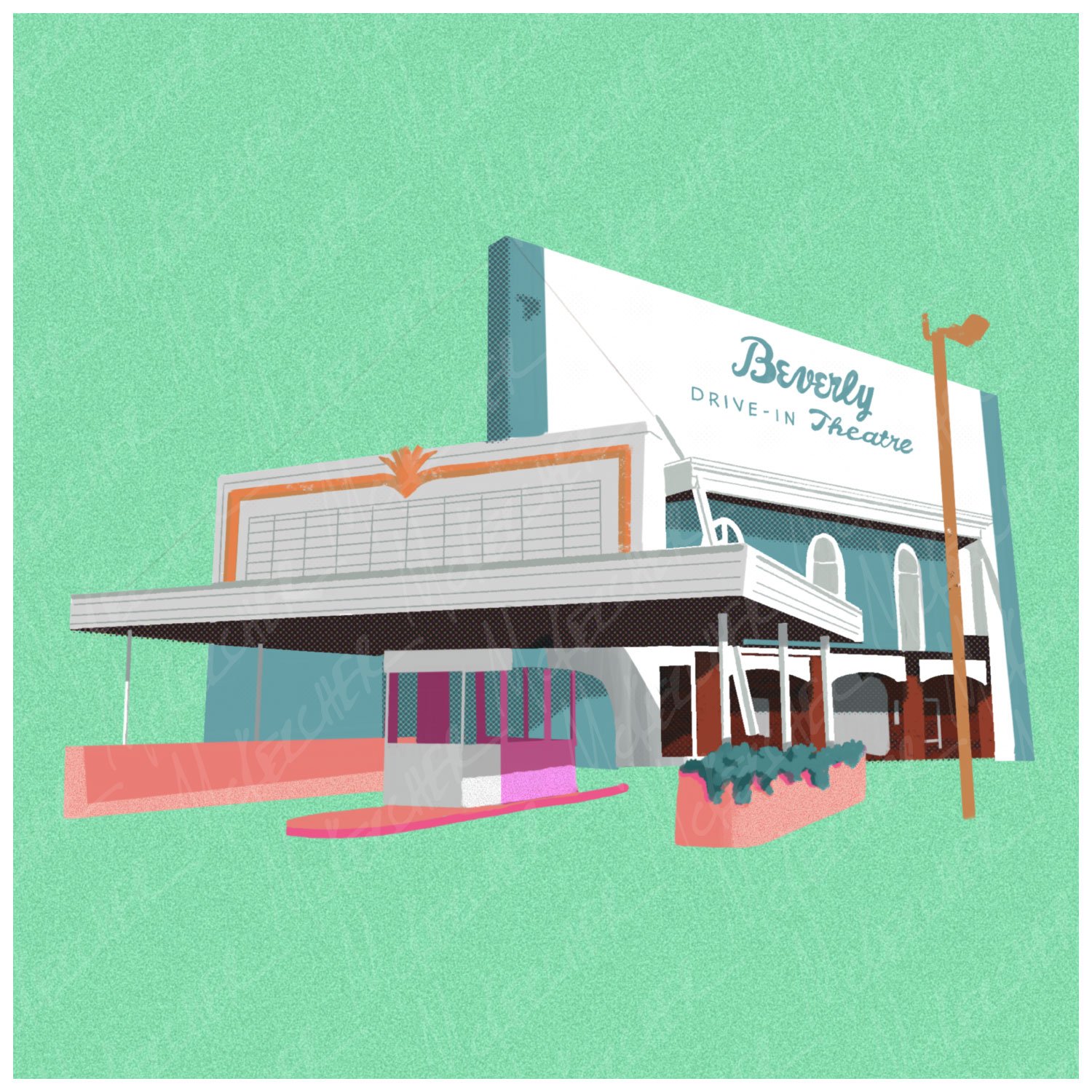 The Beverly Drive-In 12"x12" Print