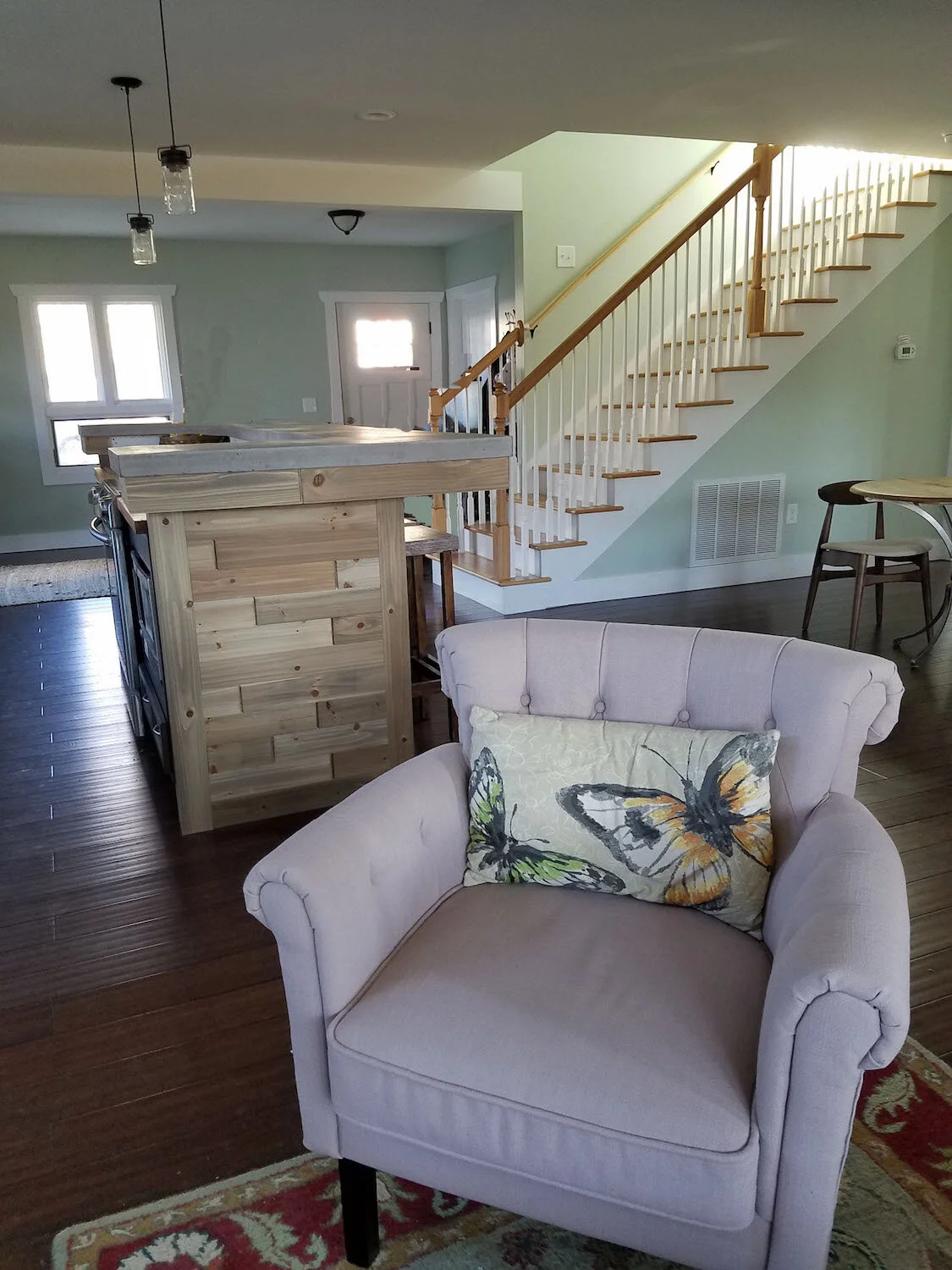 Bright & airy family room renovation in Blacksburg VA.