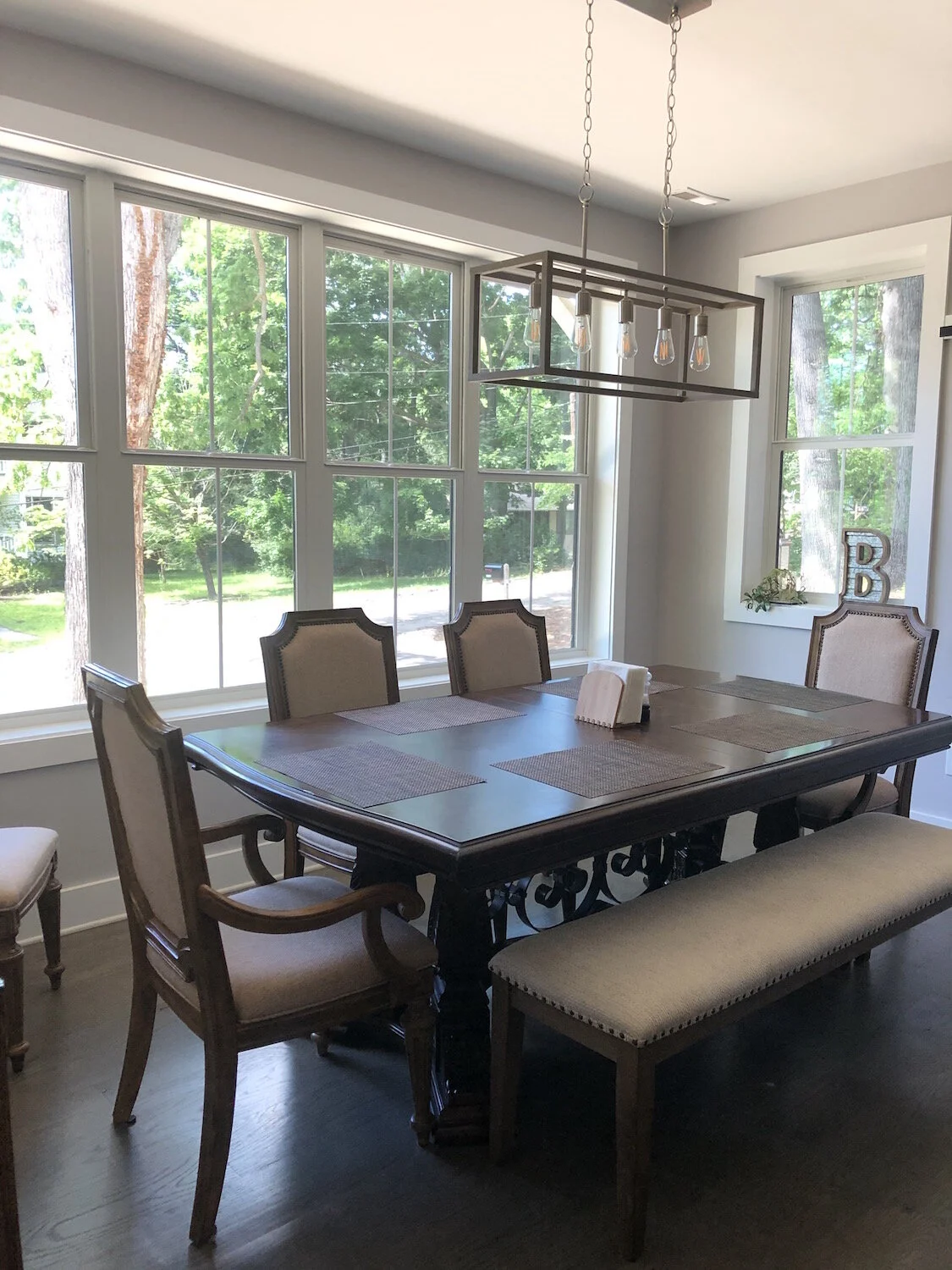 Modern style dining room renovation to allow as much natural light into the space. 