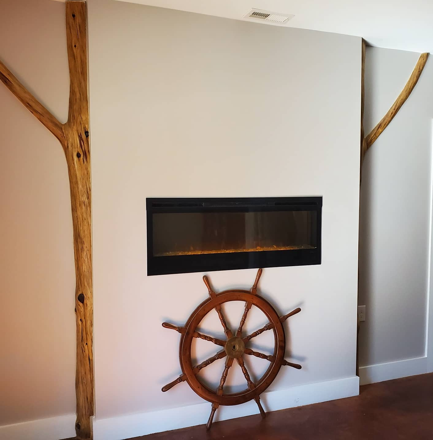 Natural wood detail for a 'man cave' basement space. 