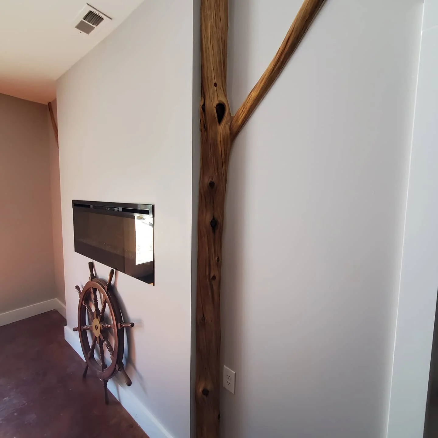 Natural wood detail for a 'man cave' basement space. 