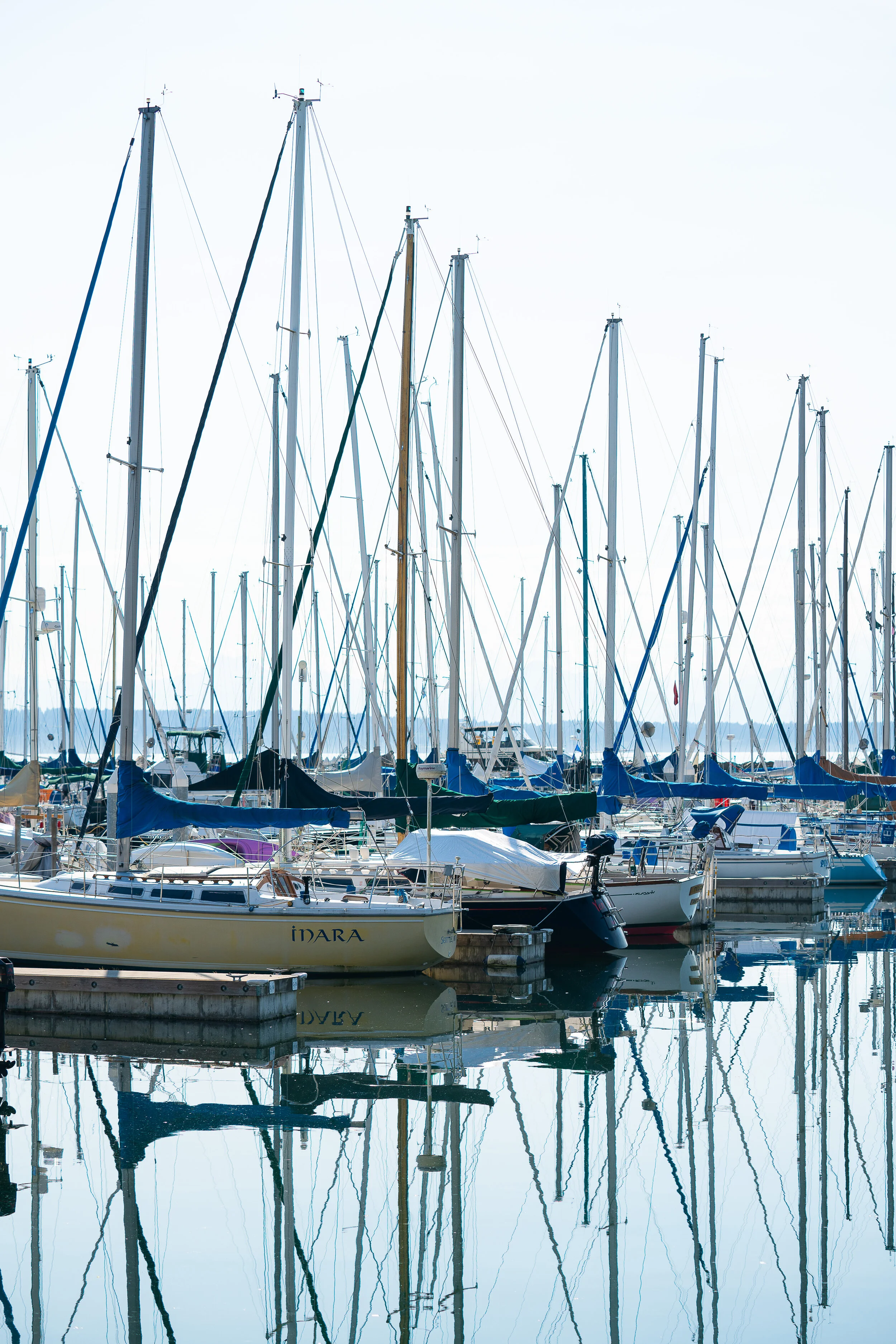 Sailboat Photography, Sailboat Reflections, Seattle Washington, Hadley Beiles