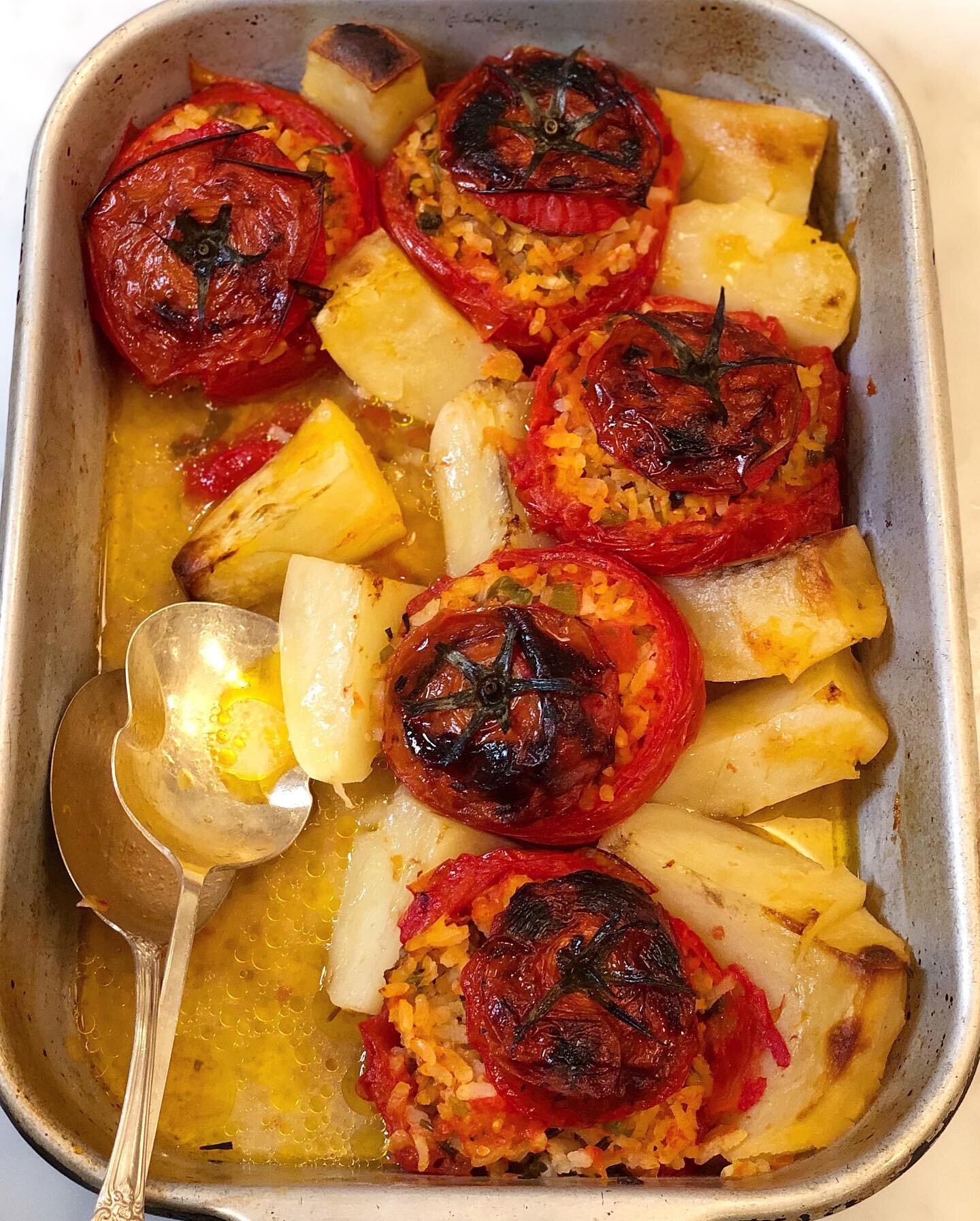 Seasonal favorite. Summer is tomato season and this simple stuffed tomato with rice is pure summer comfort food. Now is the time to stuff zucchini, peppers, and eggplant&hellip; the veggie is the vessel and makes a satisfying plant-based, gluten free