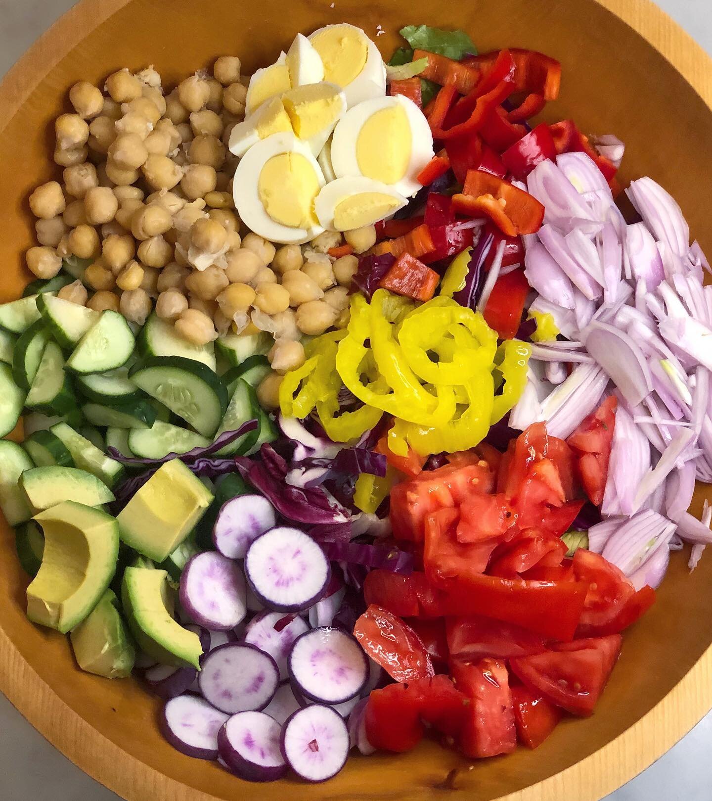 Beat the heat. Dinner on a muggy, hot and humid summer night calls for ovens off, no extra heat in the house except for the energy generated from my chefs knife dicing and chopping all these fresh veggies!! Worth every bit of effort - especially when