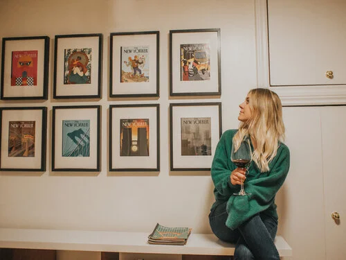 DIY Gallery Wall in Home Office with New Yorker Magazines
