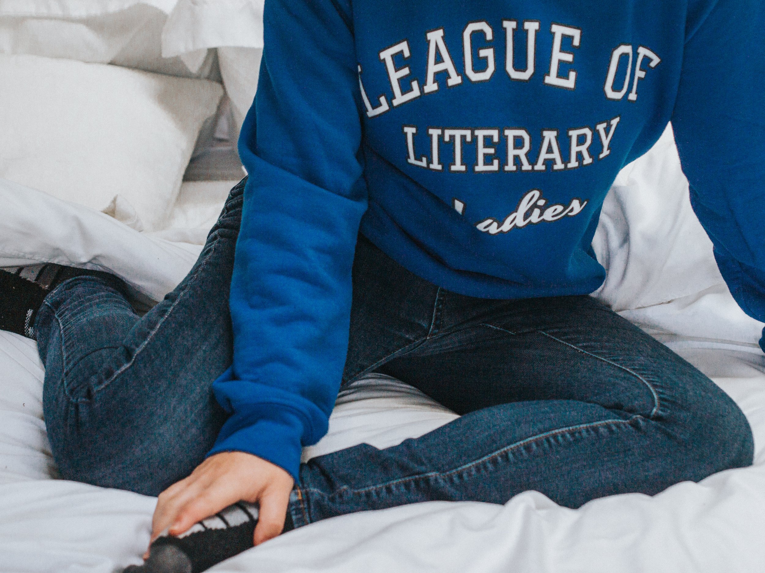 League of Literary Ladies Blue Crewneck Sweatshirt - Bookish Merch.JPG
