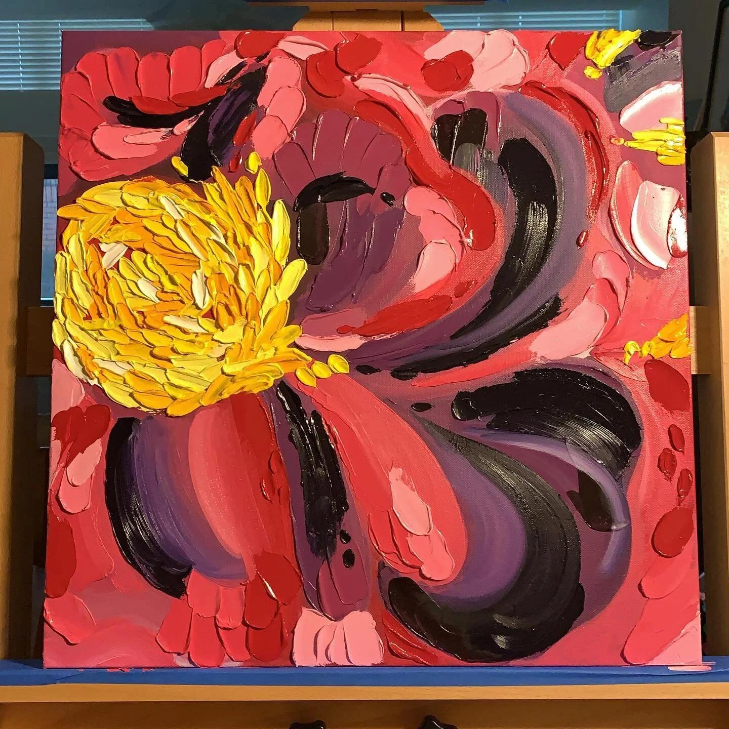 Finally done! Can&rsquo;t wait til it dries. #abstractart #oilpainting #blackartists