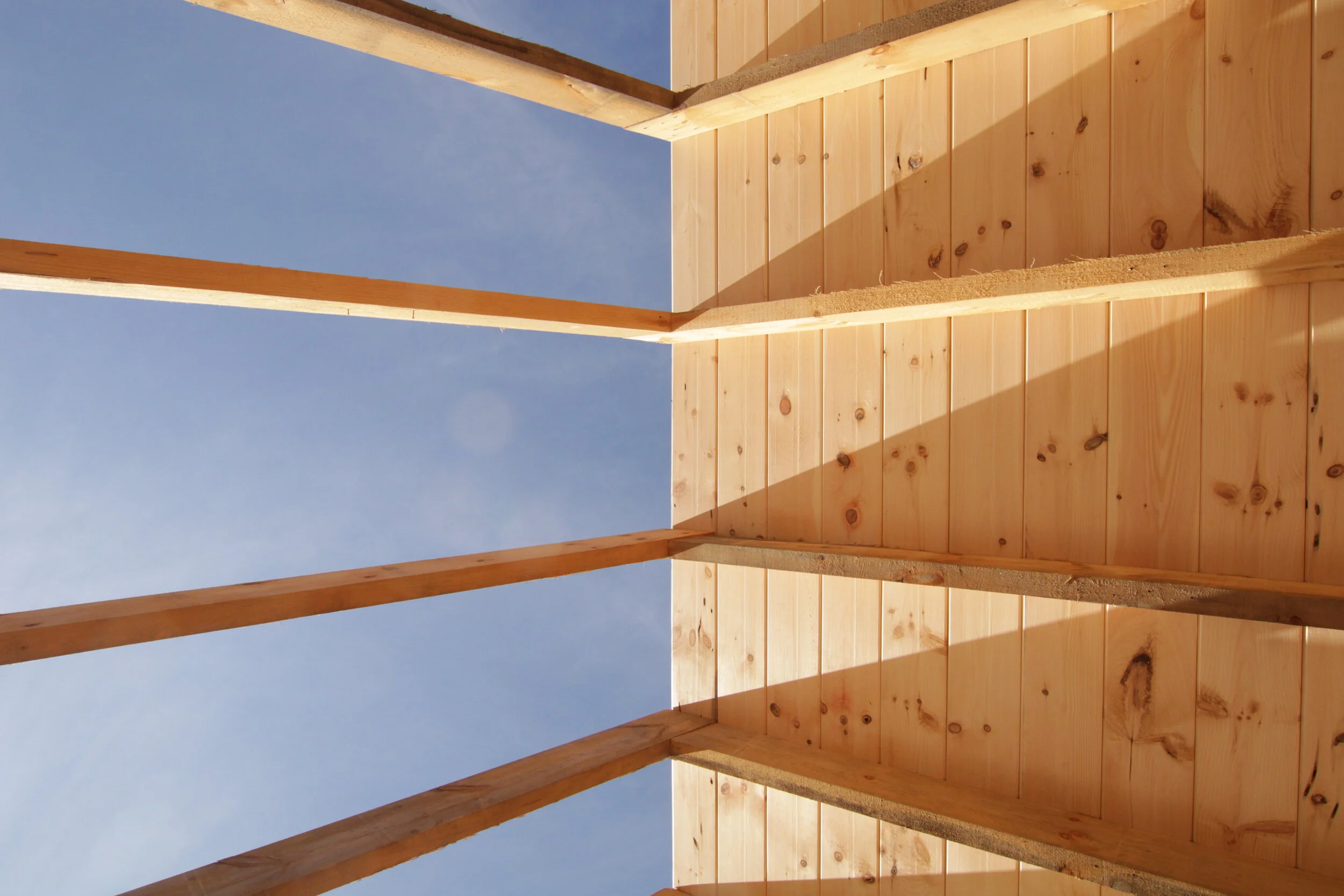 barn under construction using lumber from Strafford, NH