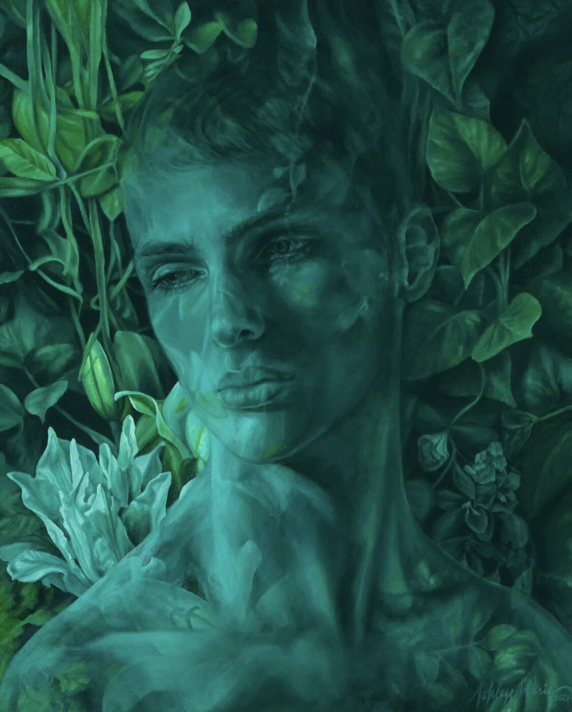 Ghost in the Garden, oil on canvas, 20 x 16 inches, 2021