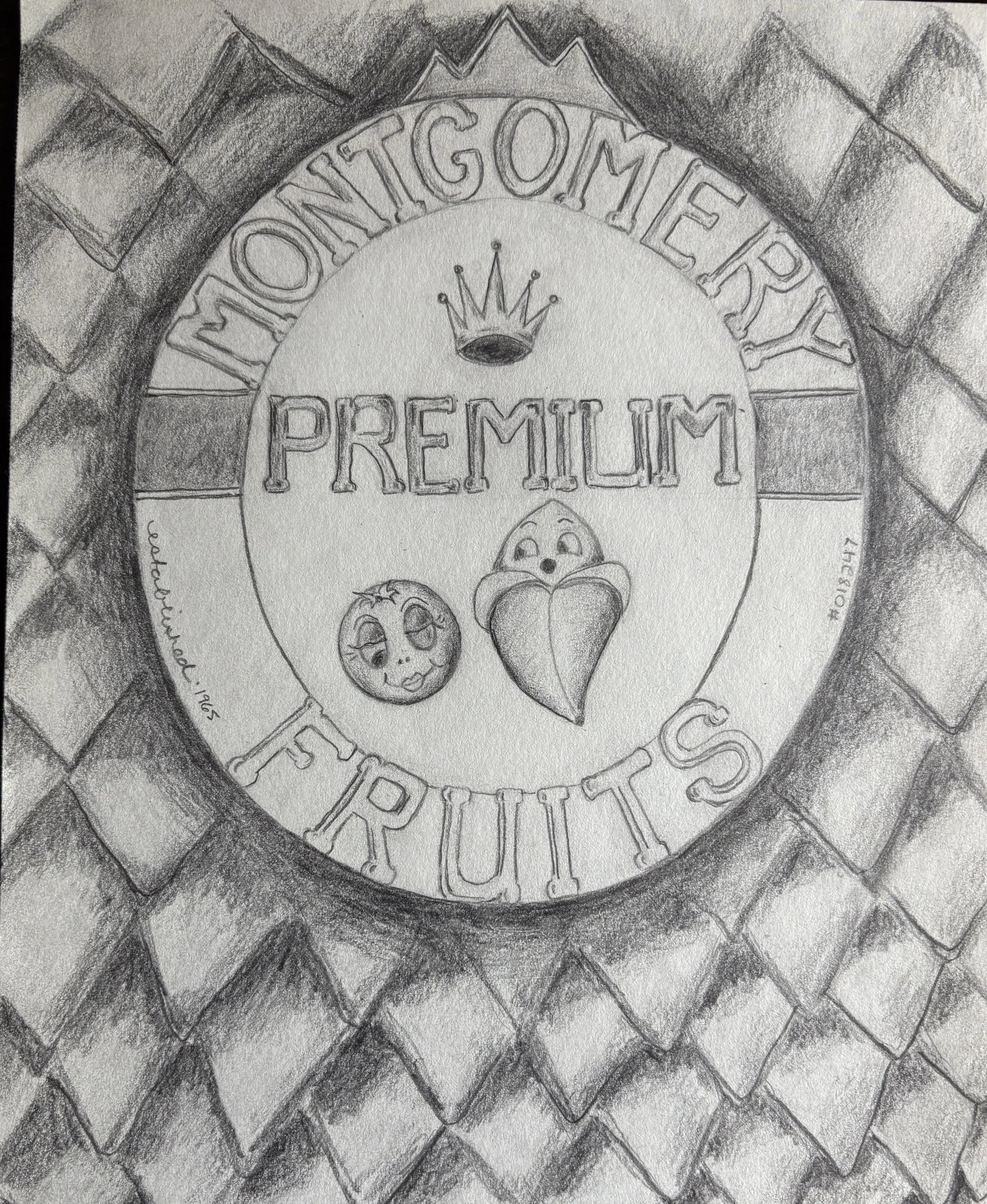 I pointed to a fruit sticker stuck to the scales on his tail.