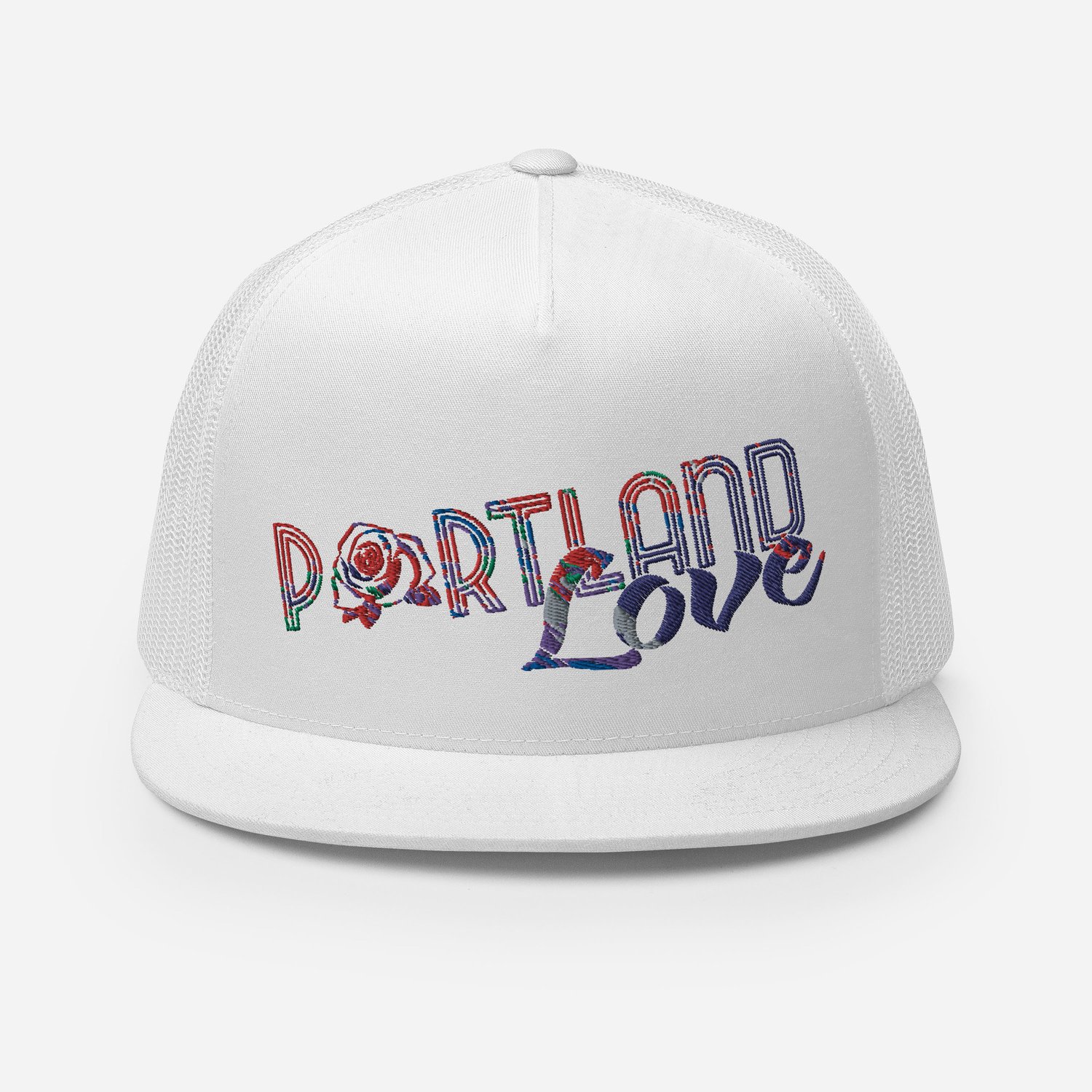 Portland Love Colorway Embroidered Trucker Cap — Portland Love