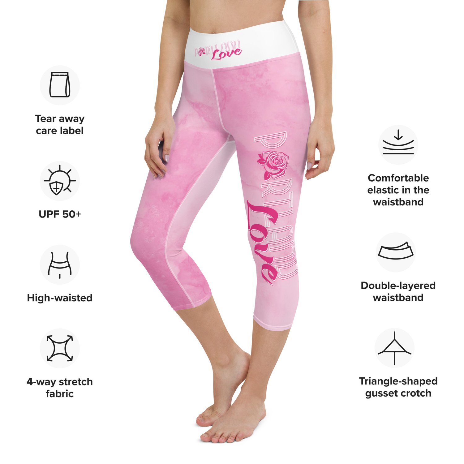 Portland Love Pink Cotton Yoga Capri Leggings — Portland Love