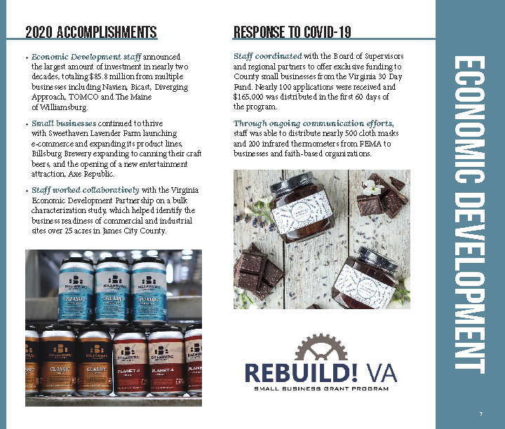 James City County FY202 Annual Report Economic Development page