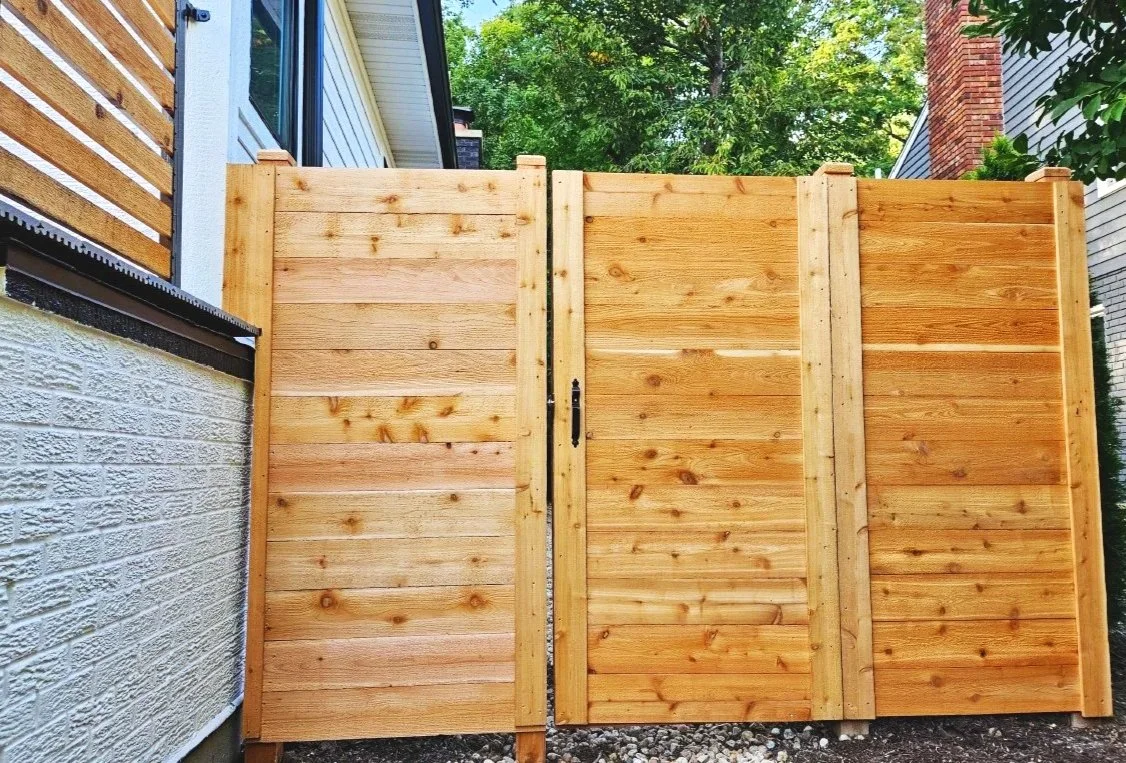 Red cedar horizontal privacy fence in Naperville, IL
