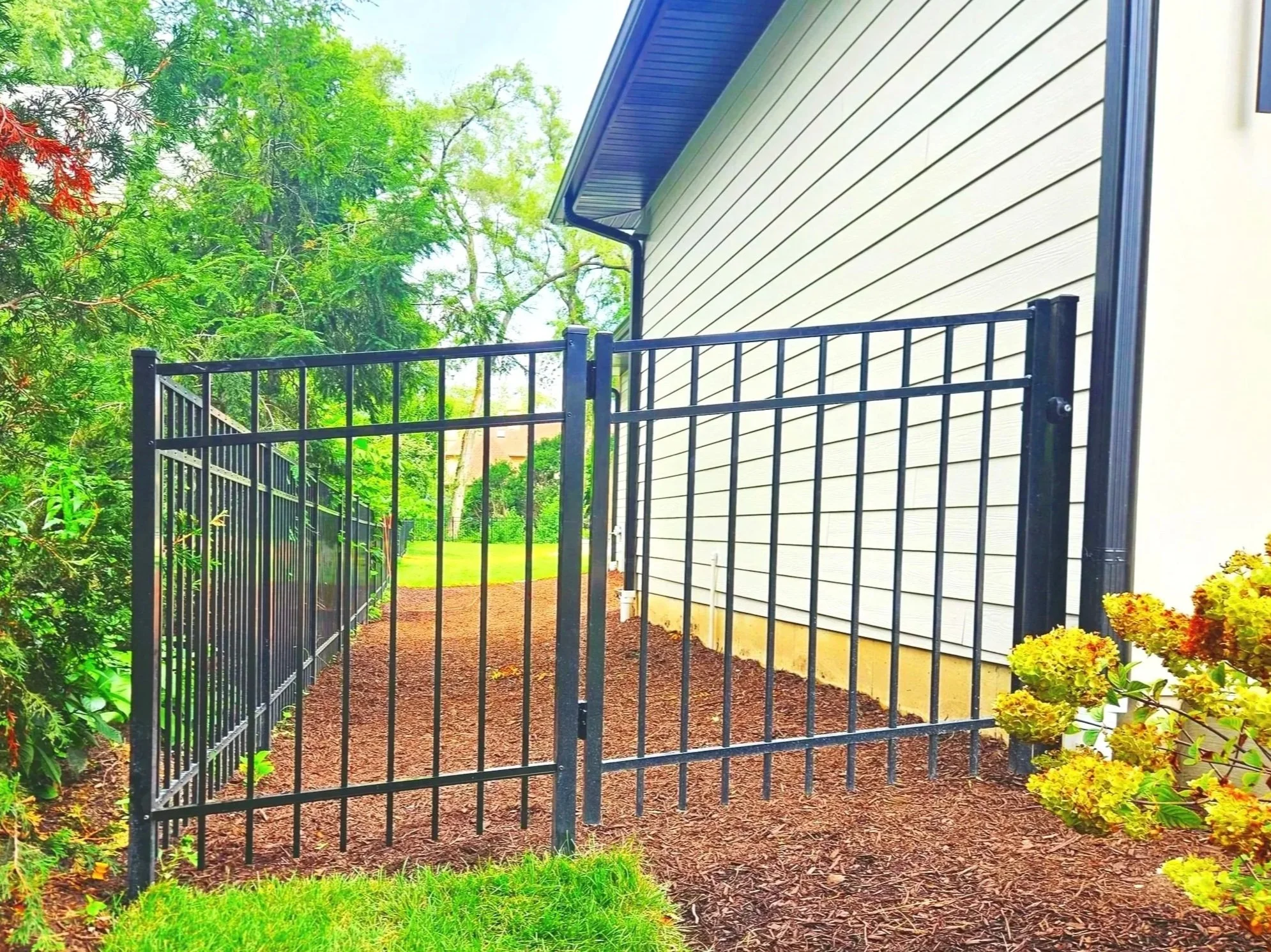 Aluminum custom welded racked gate in Naperville, IL
