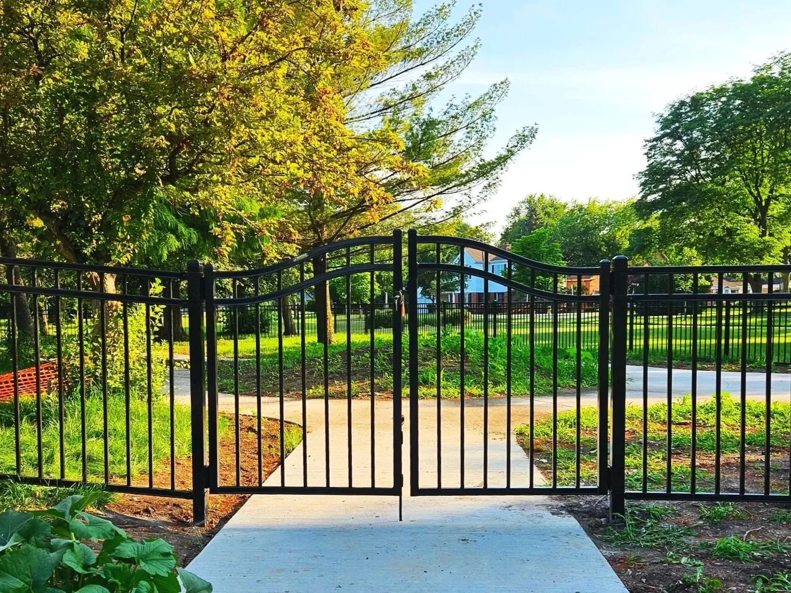 Steel double gate at a park and playground in Glenview, IL