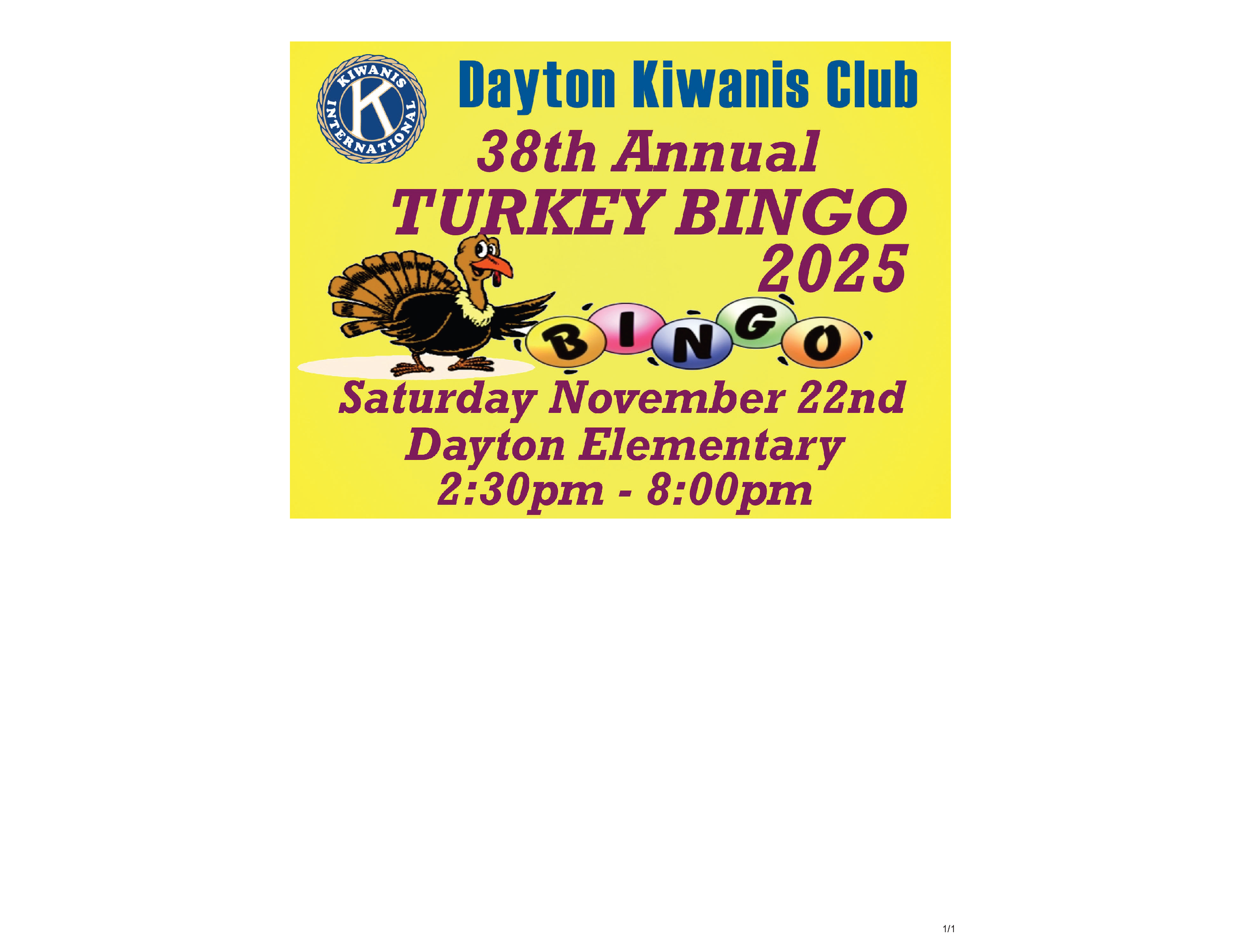 Turkey Bingo