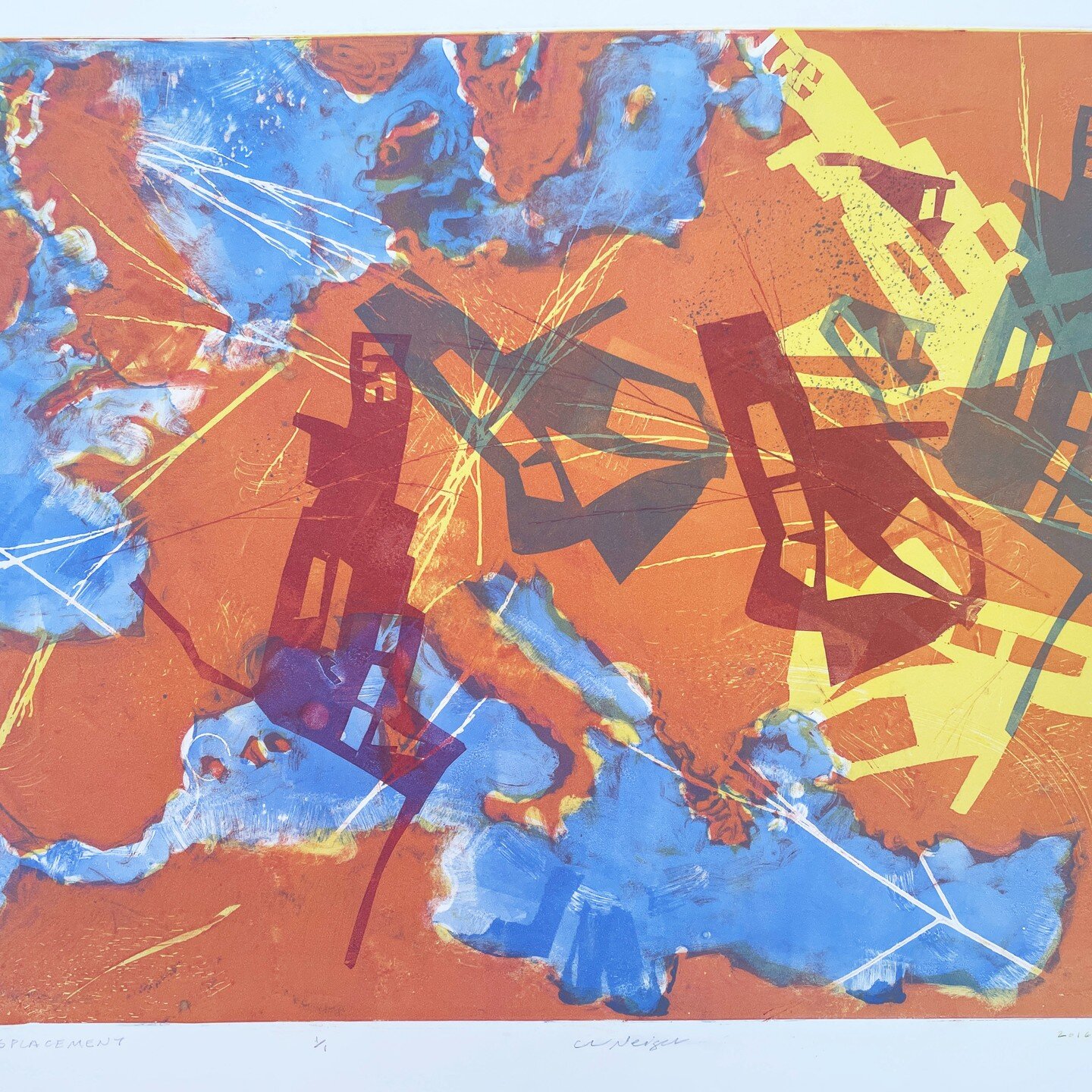 &quot;Displacement&quot; 
Monoprint
1/1
34&quot; x 32&quot;

From my Diaspora series &mdash;I forgot about it and found it in my flat files when I was looking for something else. I just added it to my website. To see more of the Diaspora series and r