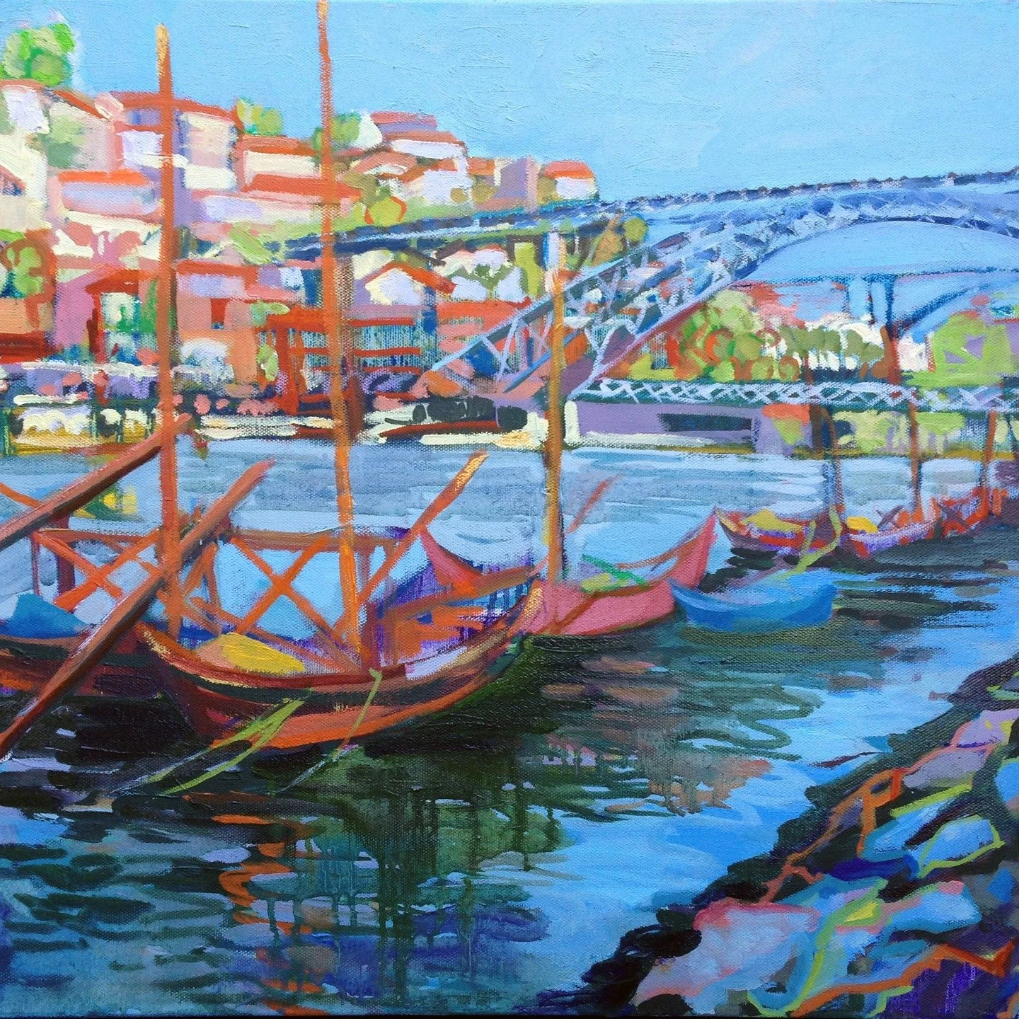 Congratulations to #grovegalleryevanston on a wonderful opening night! I'm so honored that one of my watercolor paintings found a new home, alongside two stunning prints by the talented Nina Weiss. 🖼️💙

This painting, &ldquo;Rio Douro,&rdquo; is in